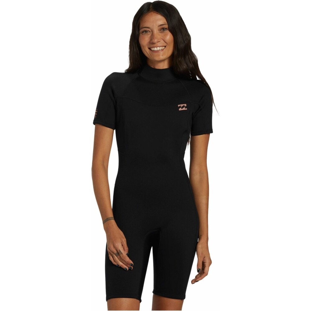 Billabong Womens Foil 2mm Back Zip Shorty Wetsuit Black