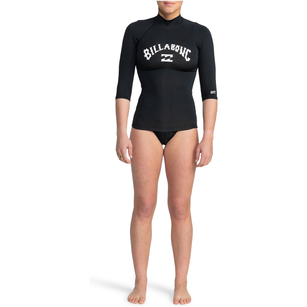 Billabong Womens Tropic Surf Short Sleeve Rash Vest Black