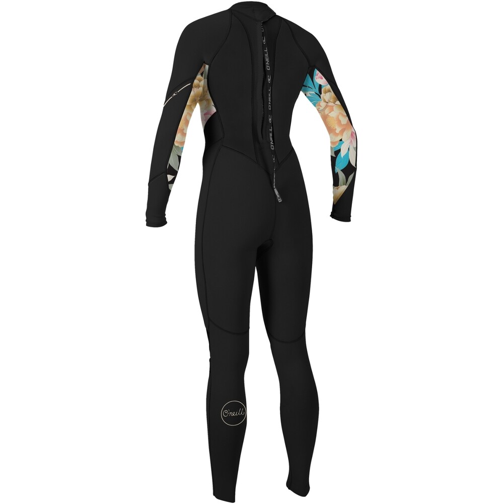 ONeill Womens Bahia 3/2mm Back Zip Wetsuit Black/Mikah Floral