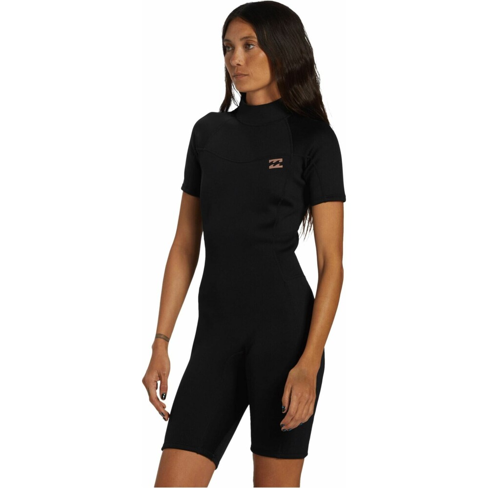 Billabong Womens Foil 2mm Back Zip Shorty Wetsuit Black