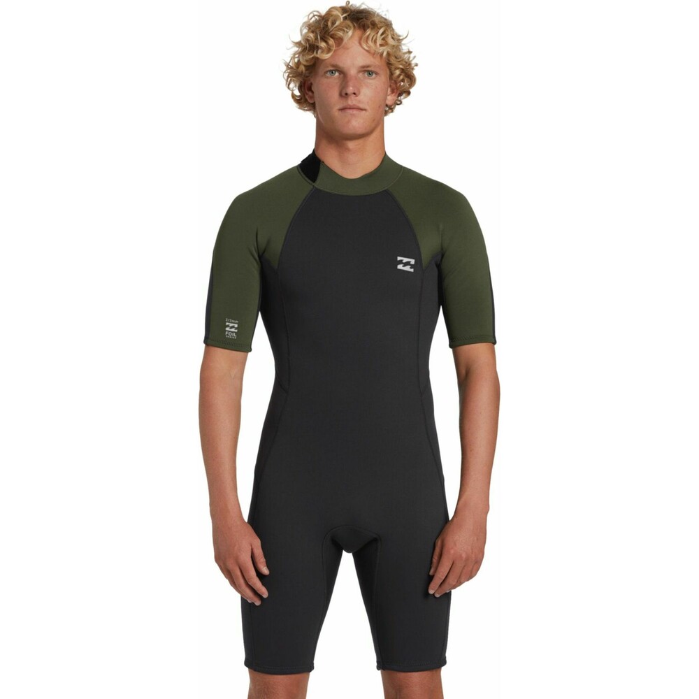 Billabong Mens Foil 2mm Back Zip Shorty Wetsuit Moss