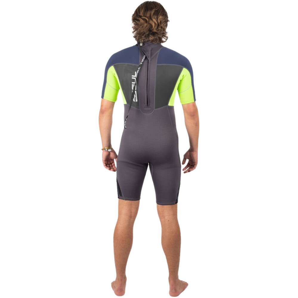 GUL Mens Response 3/2mm Back Zip Shorty Wetsuit Grey/Sulphur
