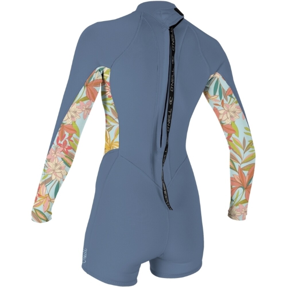 ONeill Womens Bahia 2/1mm Long Sleeve Back Zip Shorty Wetsuit