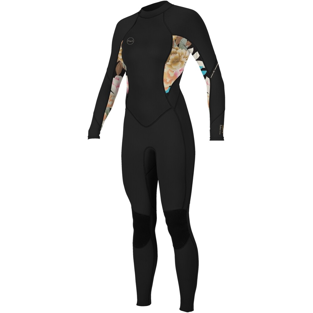 ONeill Womens Bahia 3/2mm Back Zip Wetsuit Black/Mikah Floral