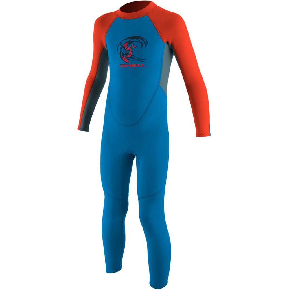 ONeill Toddler Reactor 2mm Back Zip Wetsuit Blue/Neon Red