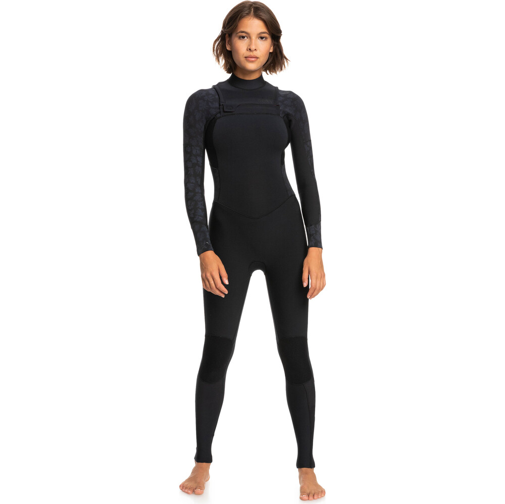 Roxy Womens Swell Series 3/2mm Chest Zip Wetsuit Black