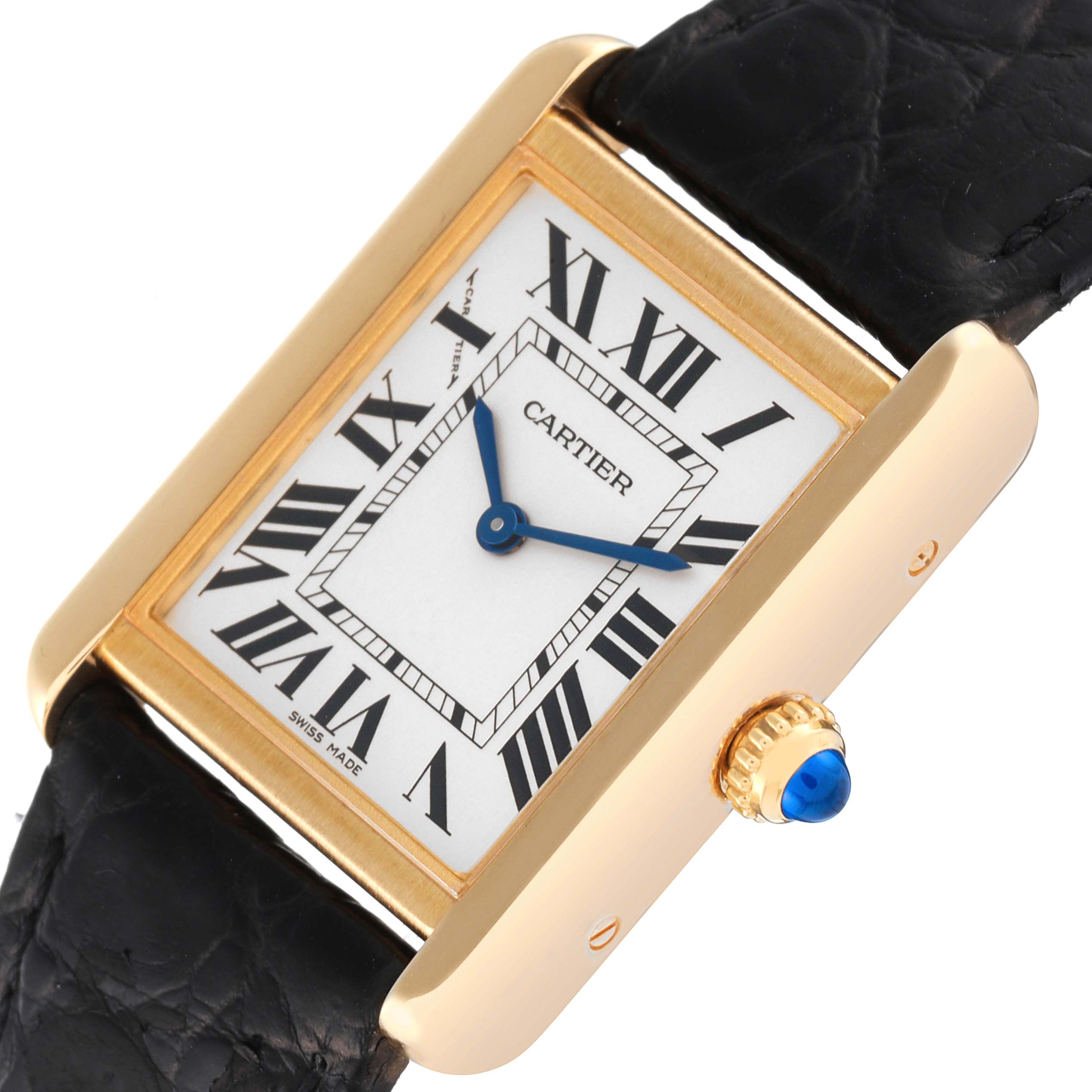 Cartier Tank Solo Yellow Gold Steel Silver Dial Ladies Watch W5200002 Card