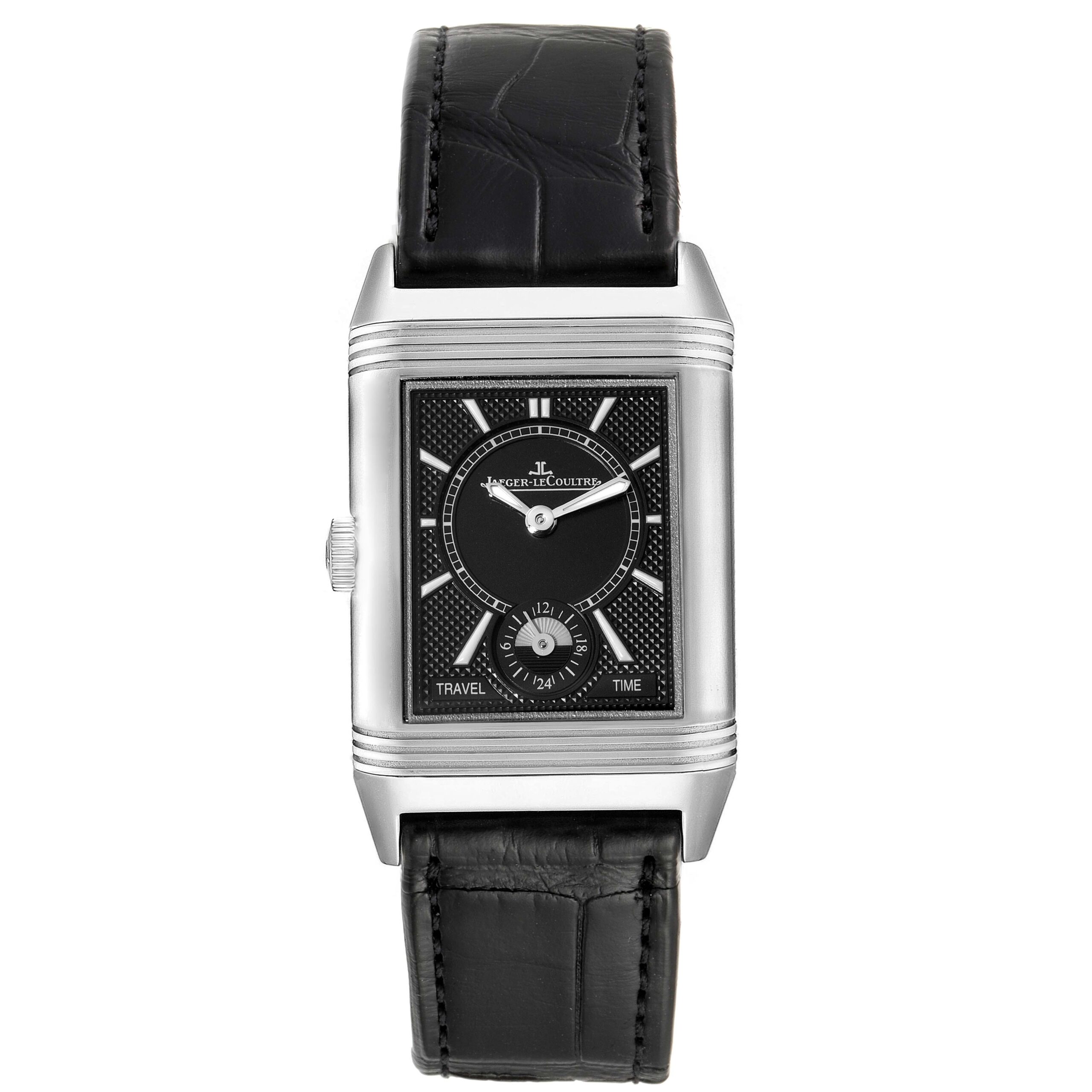 Jaeger LeCoultre Reverso Duo Day Night Mens Watch 213.8.D4 Q3848420 Box Card