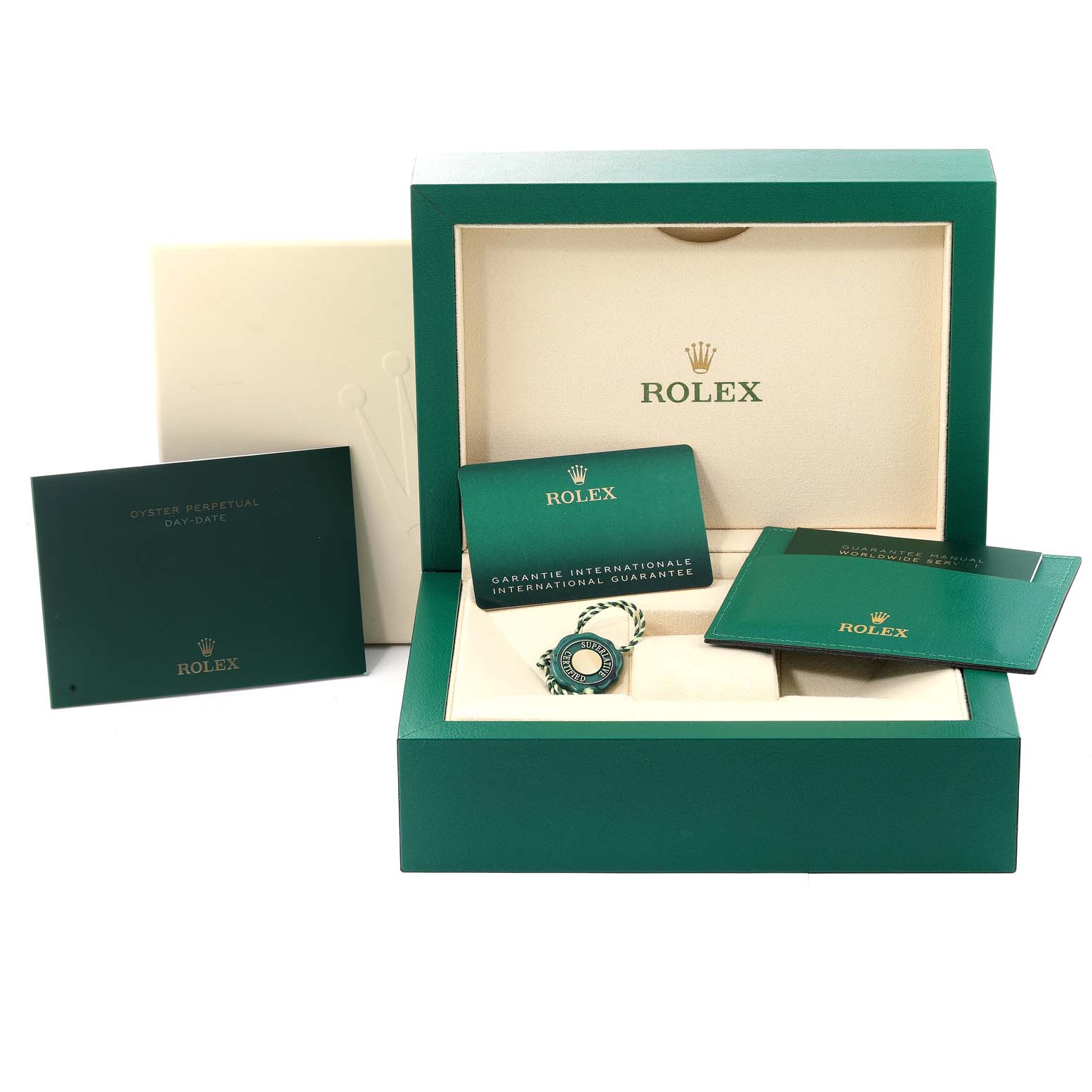 Rolex President Day-Date White Gold Diamond Dial Mens Watch 128239 Box Card
