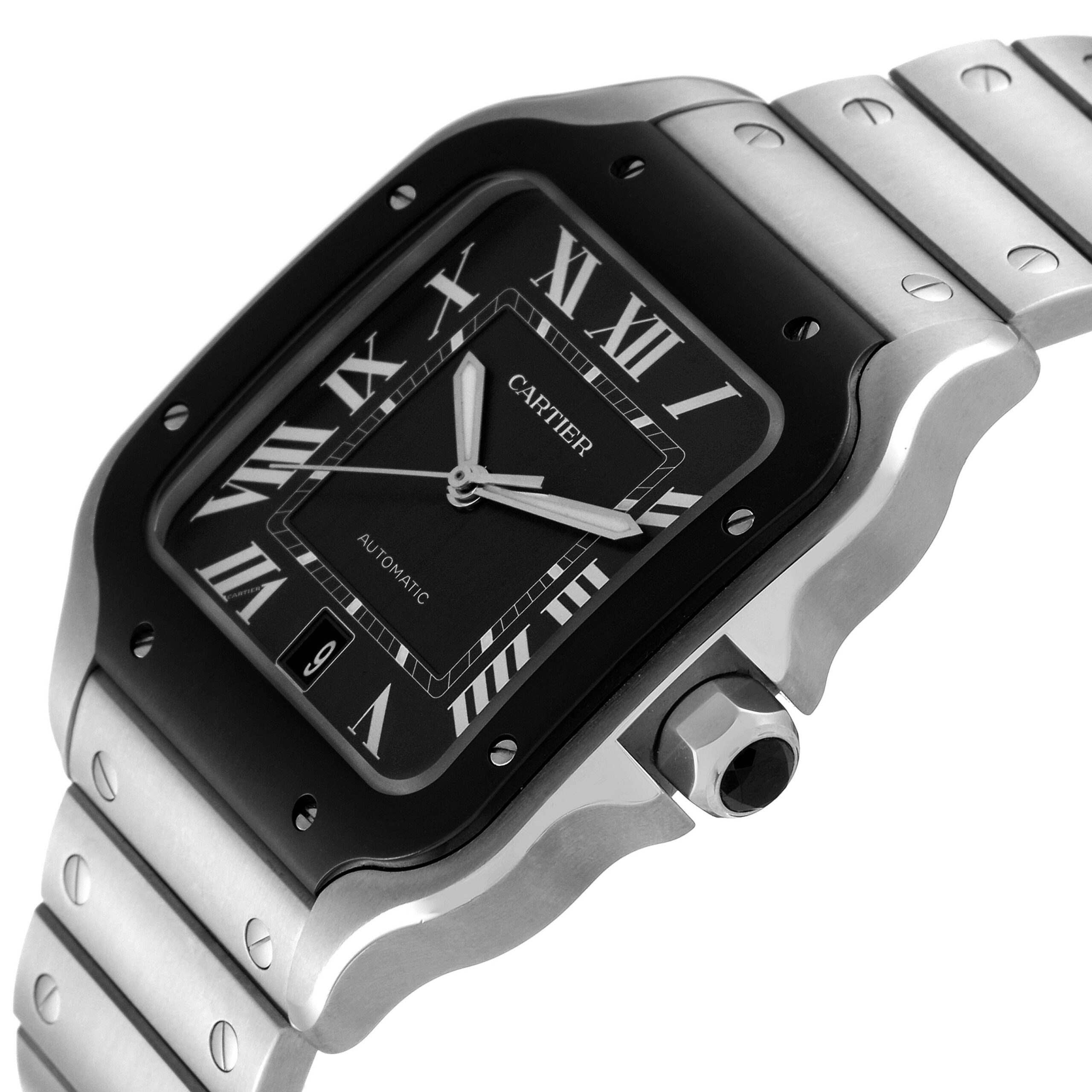 Cartier Santos Stainless Steel DLC Grey Dial Mens Watch WSSA0037 Unworn