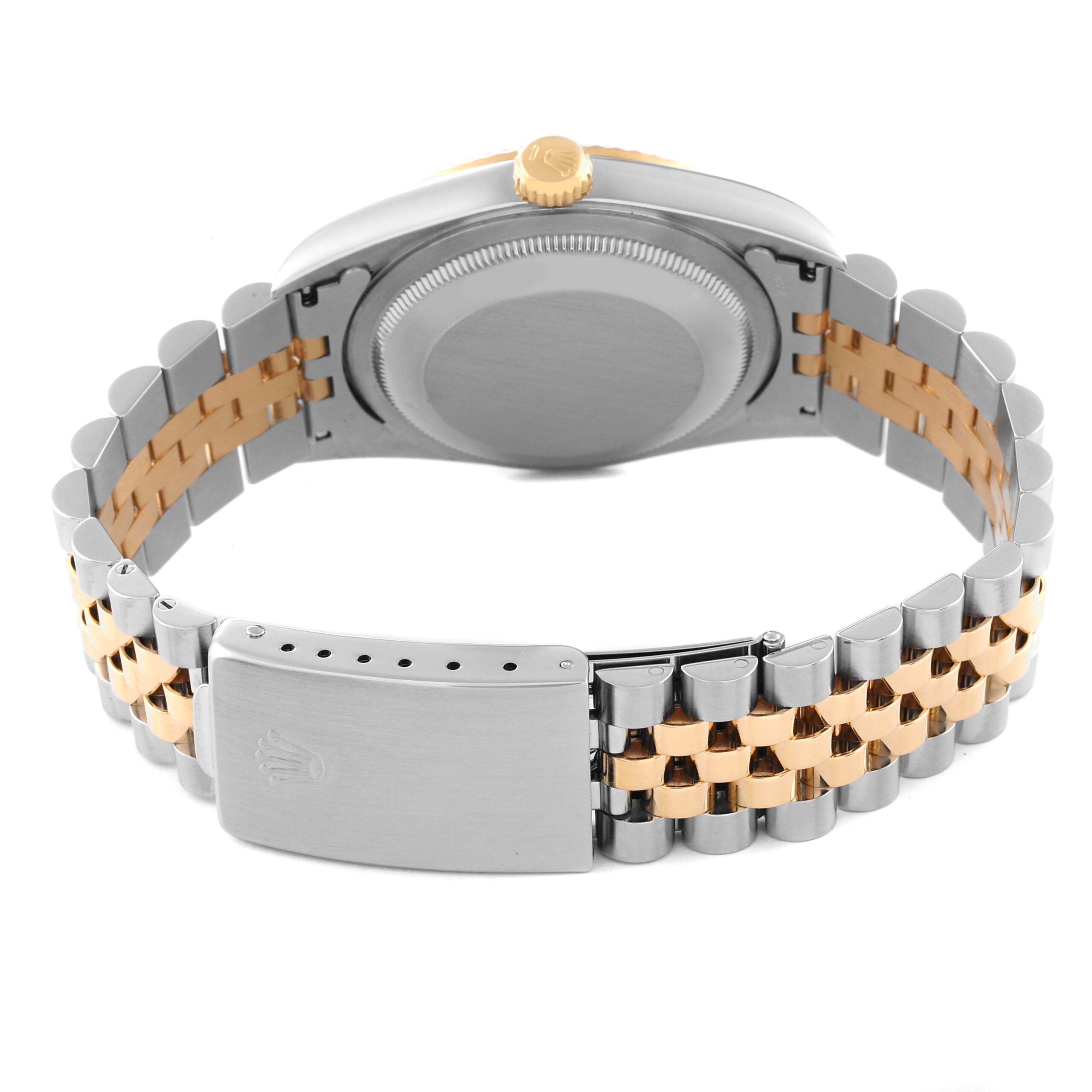 Rolex Datejust Steel Yellow Gold White Diamond Dial Mens Watch 16233