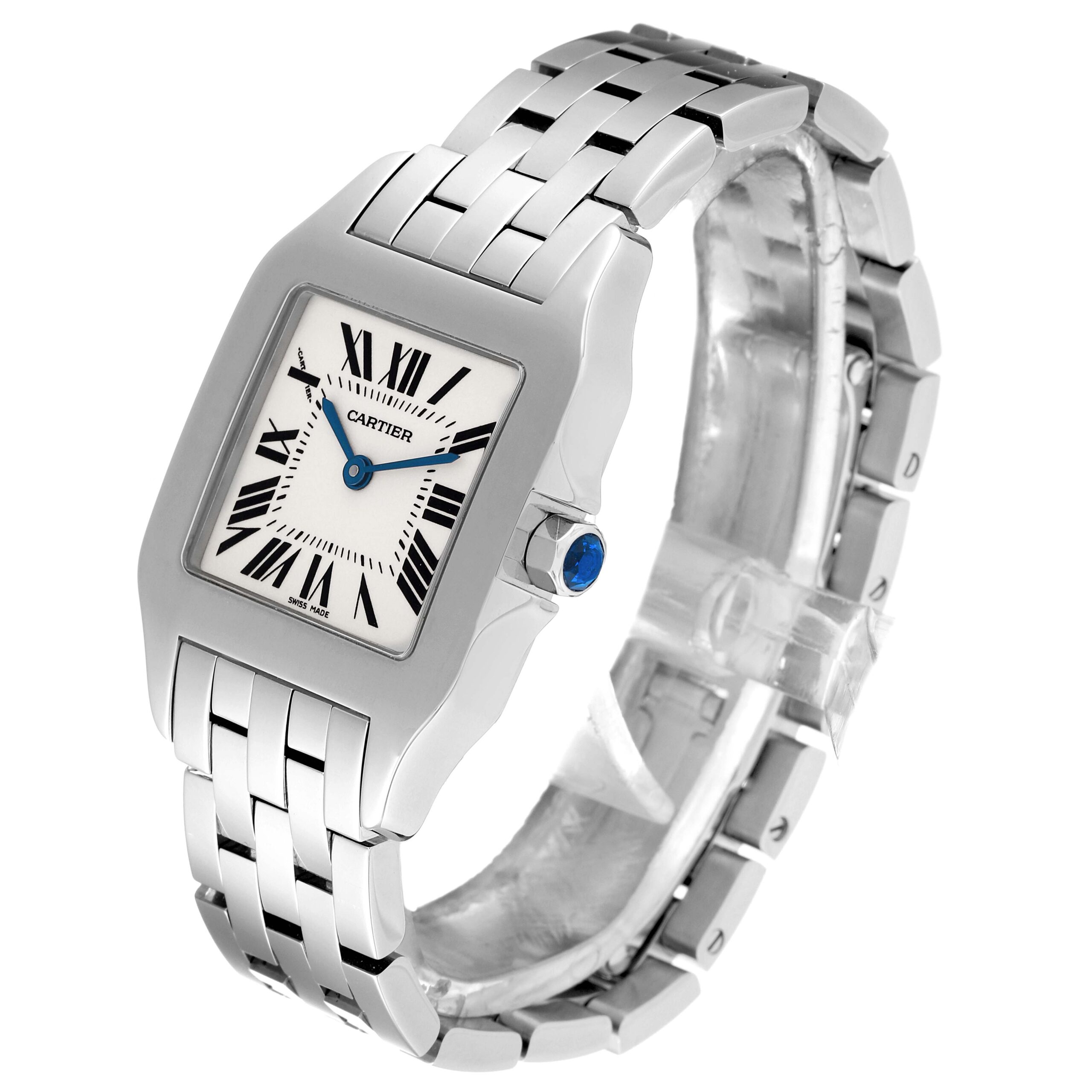 Cartier Santos Demoiselle Steel Midsize Silver Dial Ladies Watch W25065Z5