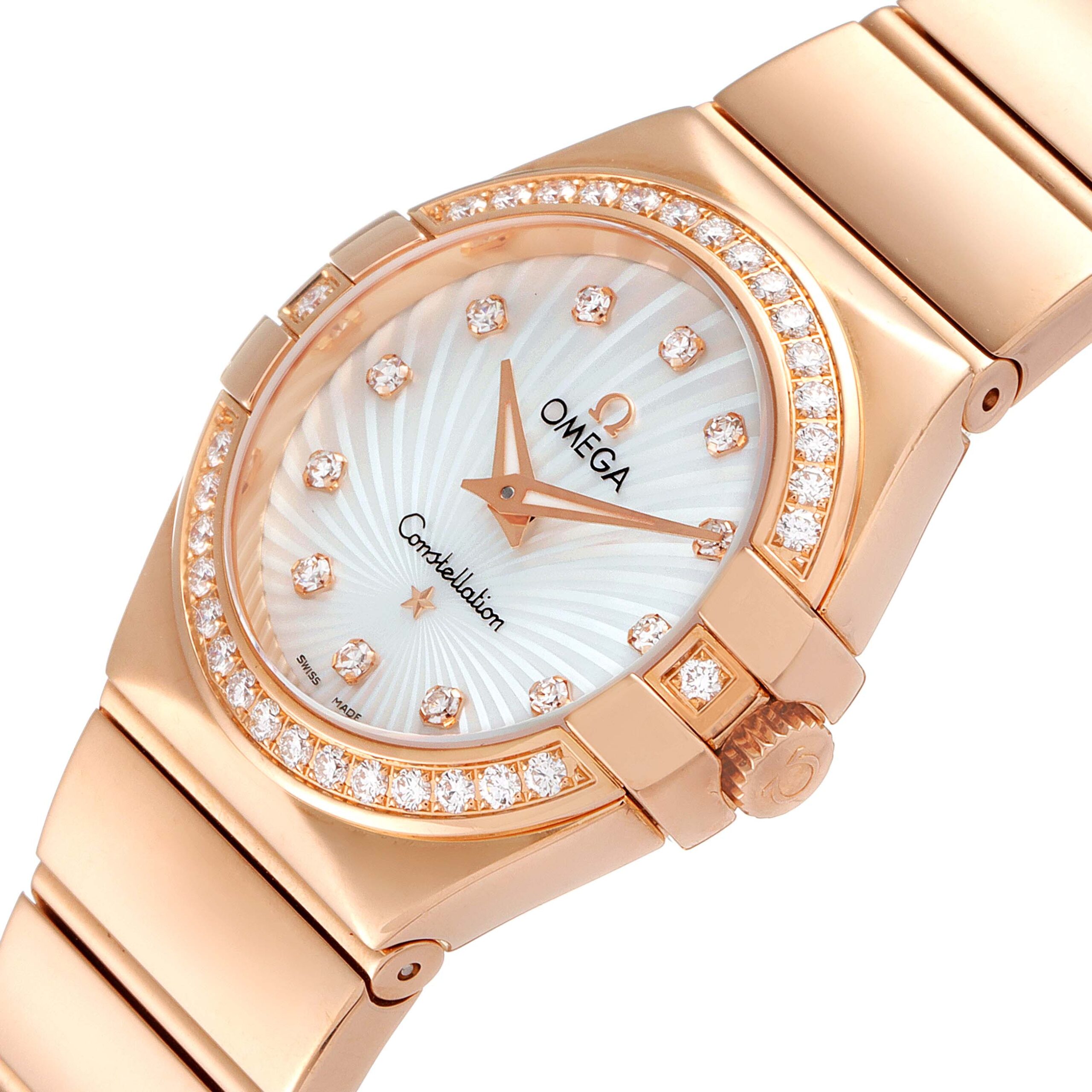 Omega Constellation Rose Gold Mother of Pearl Diamond Ladies Watch 123.55.27.60.55.005