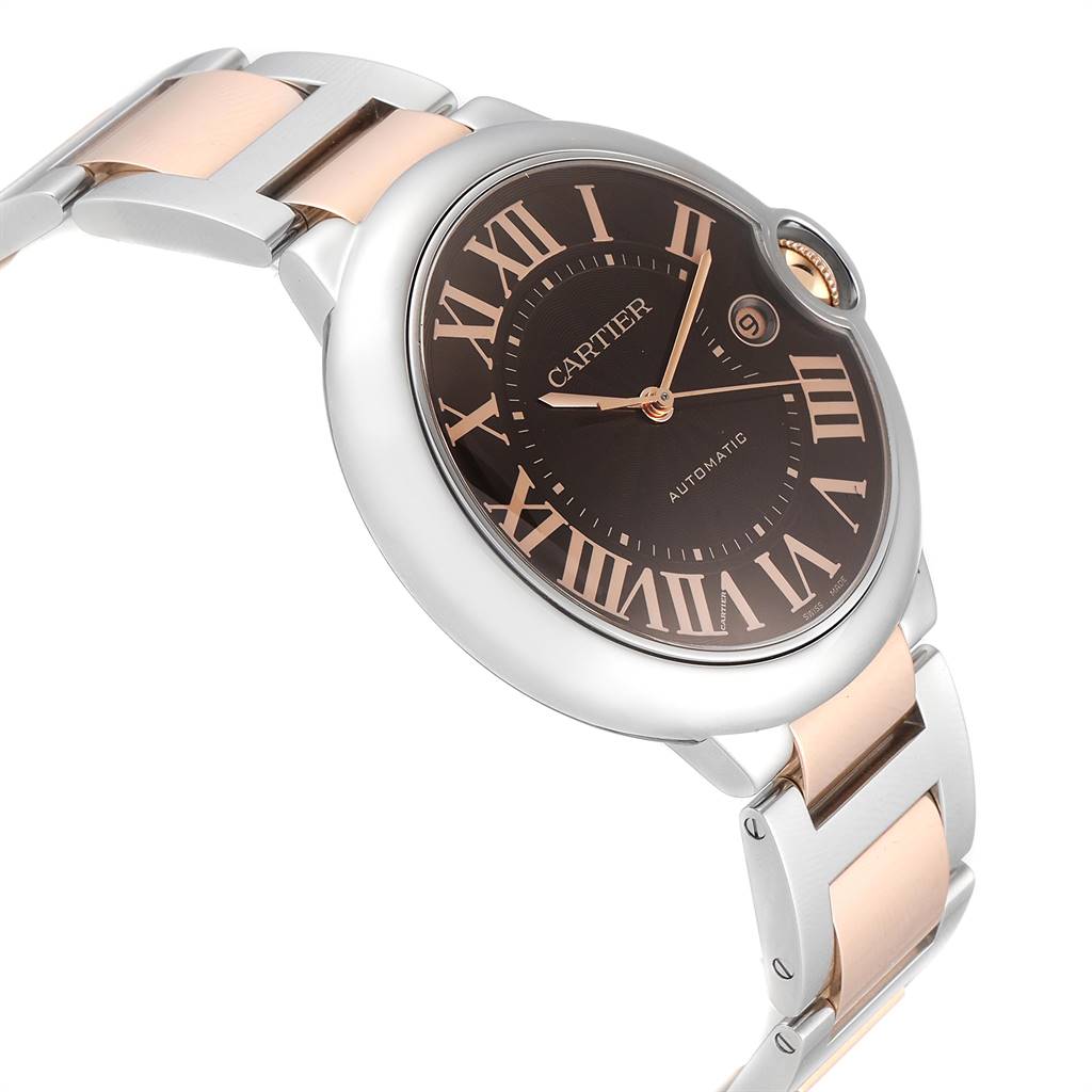 Cartier Ballon Bleu Steel Rose Gold Chocolate Dial Mens Watch W6920032