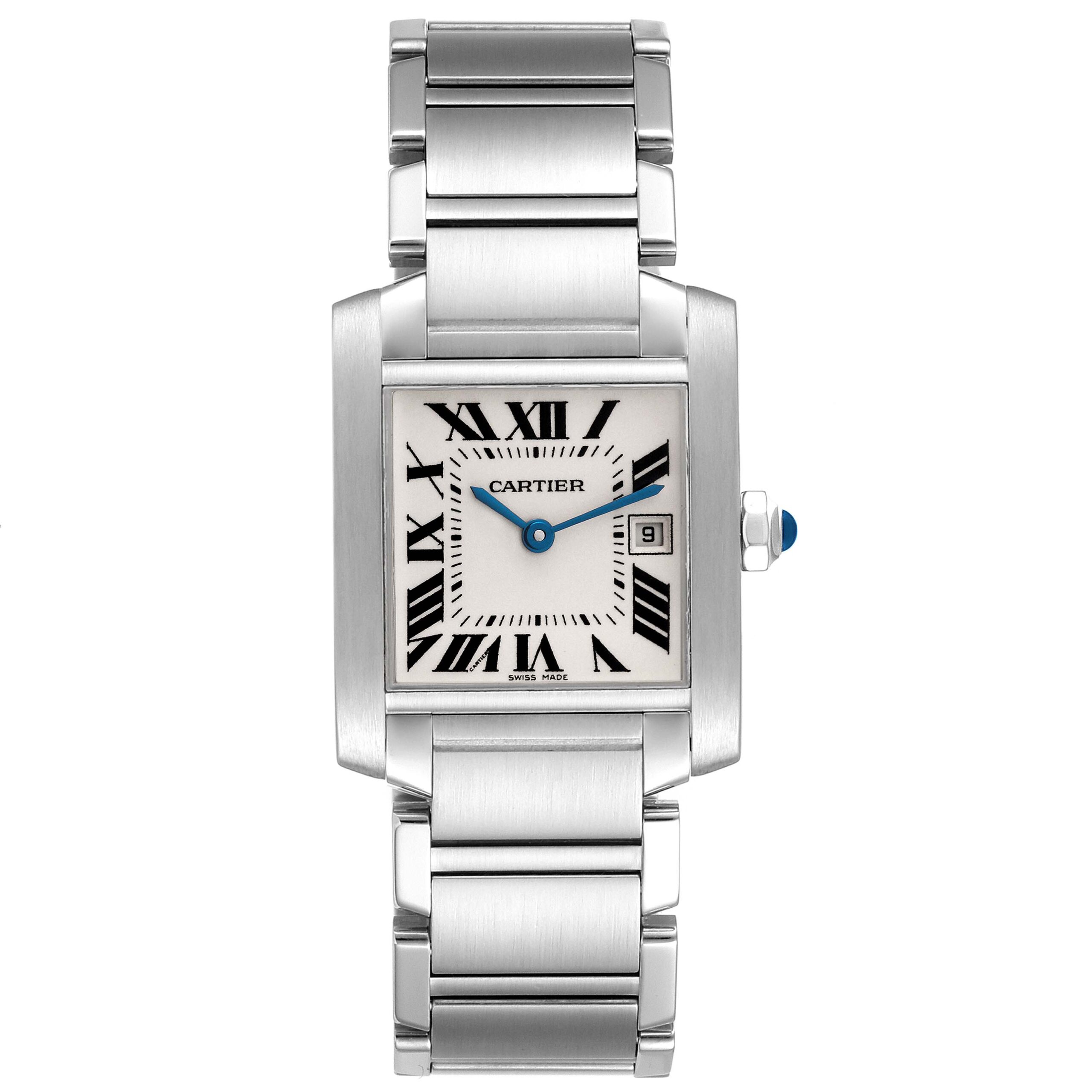 Cartier Tank Francaise Midsize Silver Dial Steel Ladies Watch W51003Q3