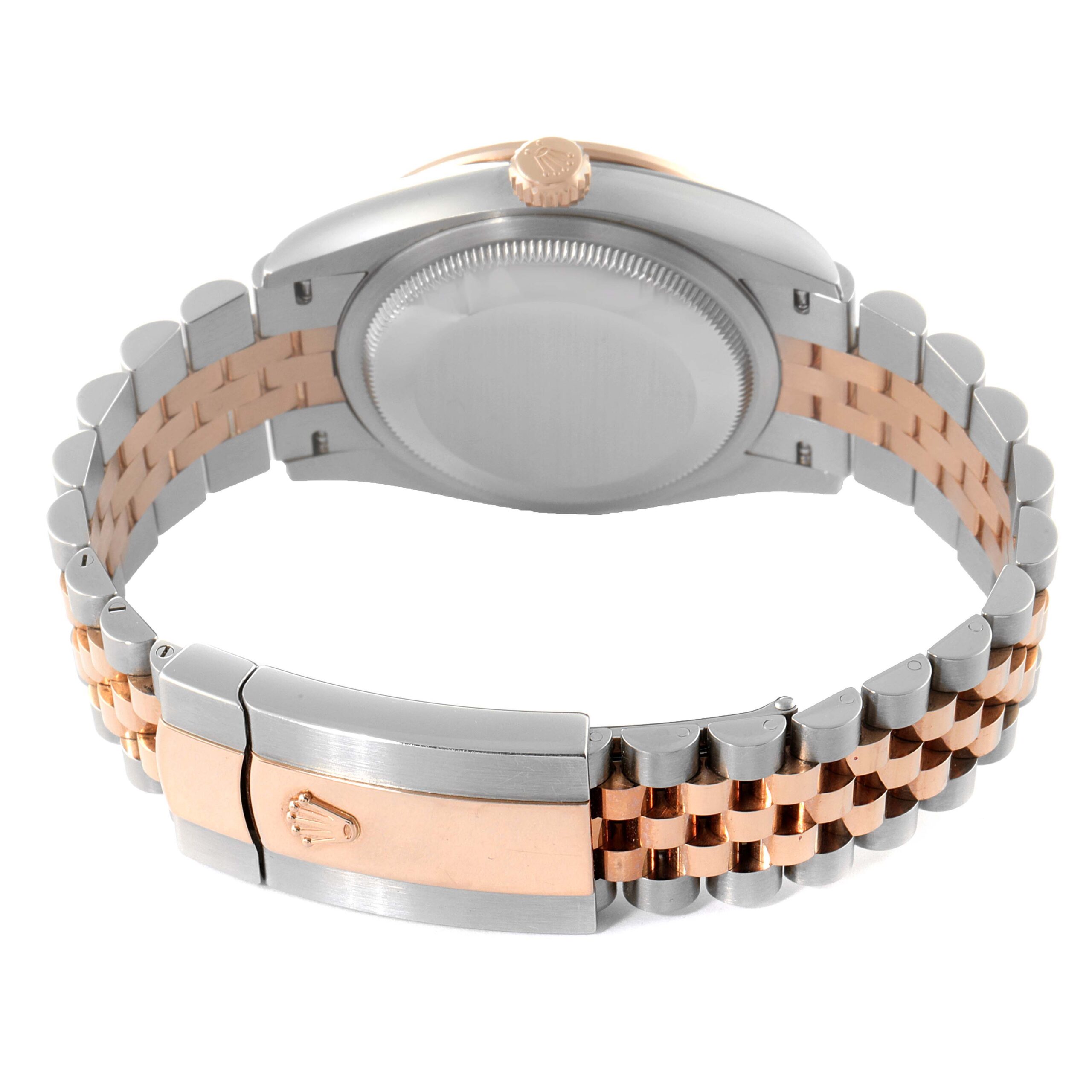 Rolex Datejust Steel Rose Gold Diamond Mens Watch 126281 Box Card