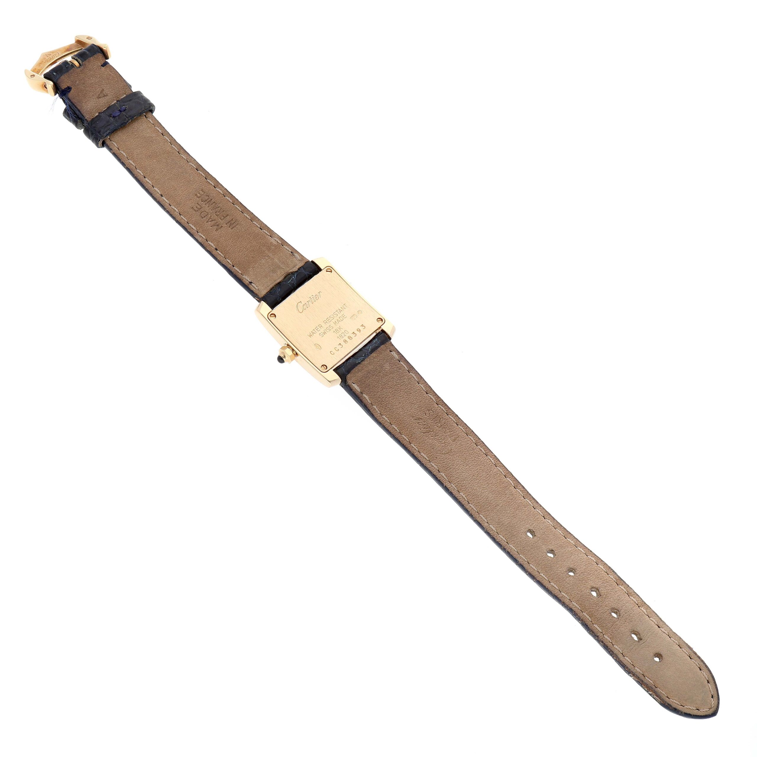 Cartier Tank Francaise Yellow Gold Blue Strap Ladies Watch W5000256