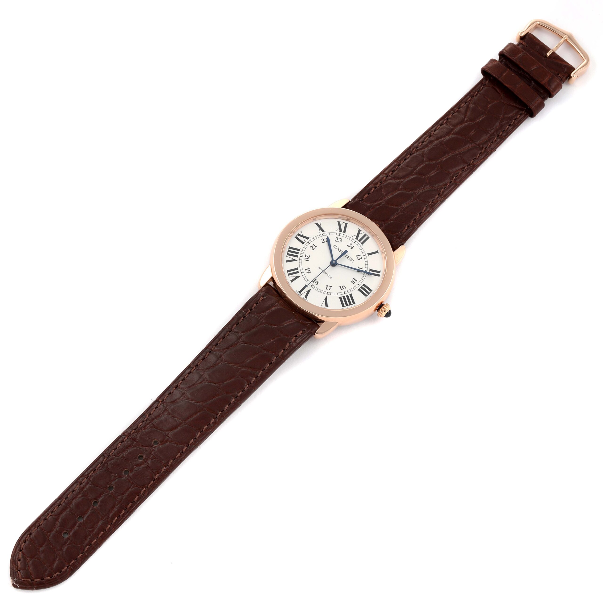 Cartier Ronde Solo 36mm Rose Gold Steel Automatic Mens Watch W2RN0008 Box Card