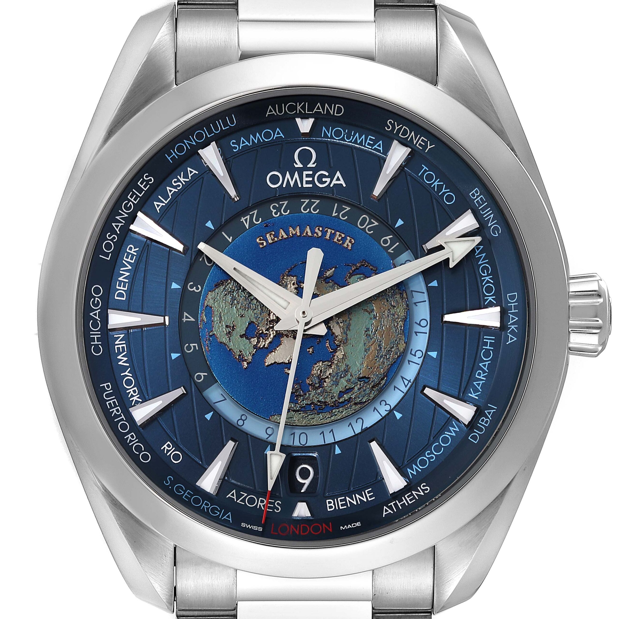 Omega Seamaster Aqua Terra Worldtimer GMT Watch 220.10.43.22.03.001 Box Card