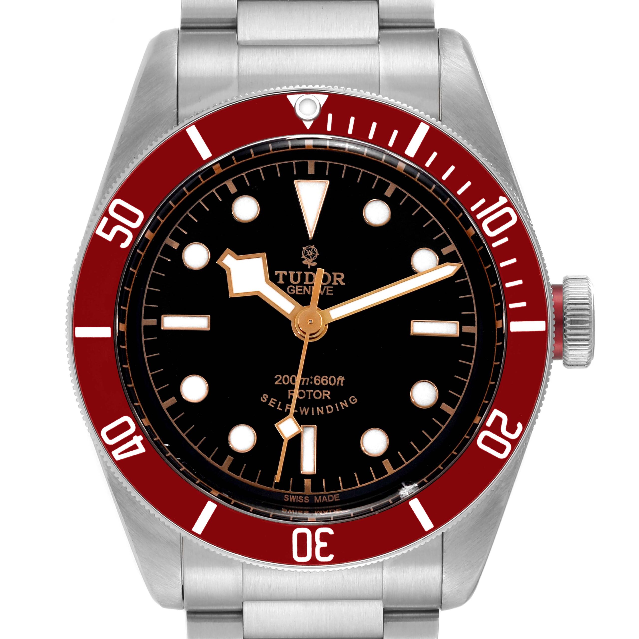 Tudor Heritage Black Bay Burgundy Bezel Steel Watch 79220R Box Card
