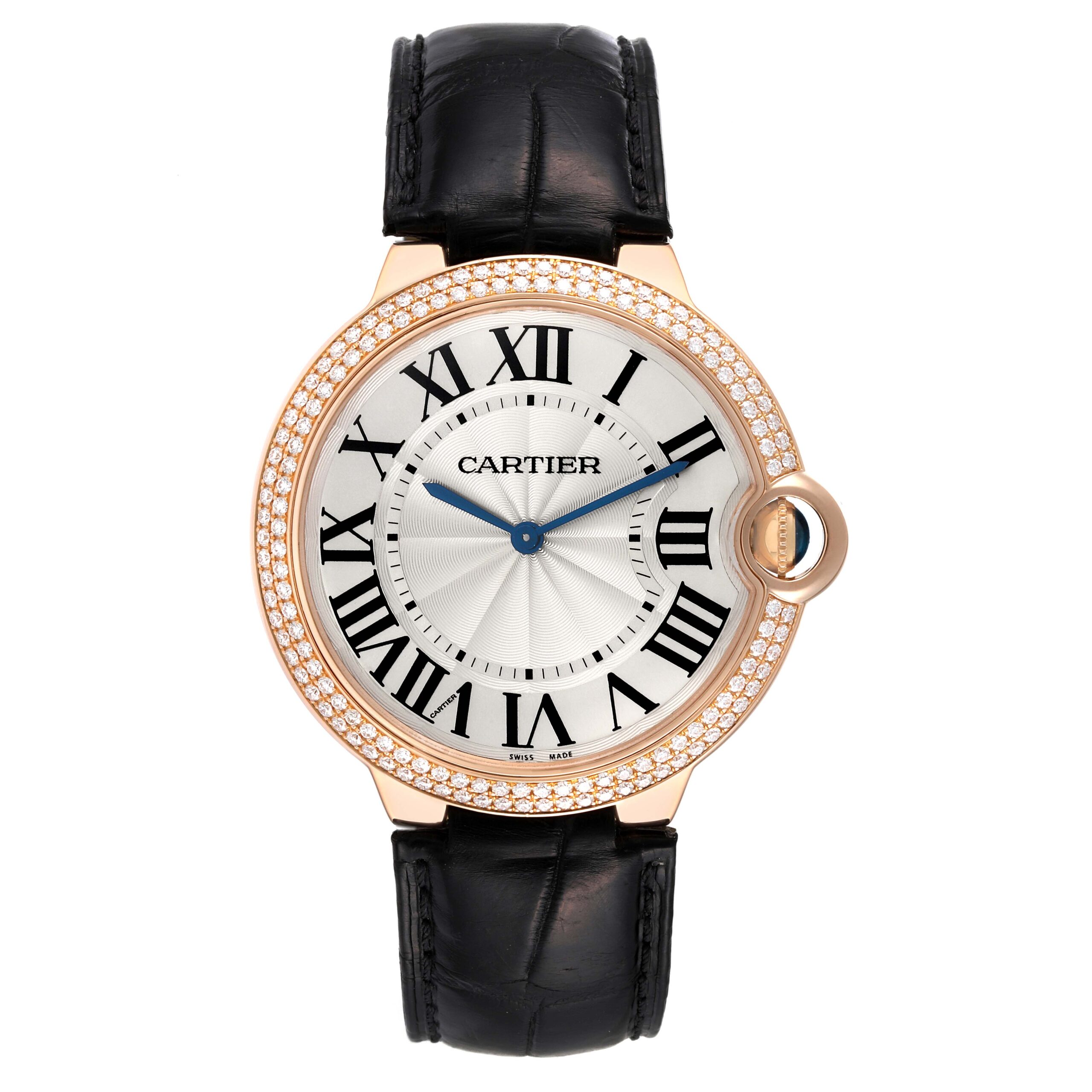 Cartier Ballon Bleu 40mm Rose Gold Diamond Mens Watch WE902055