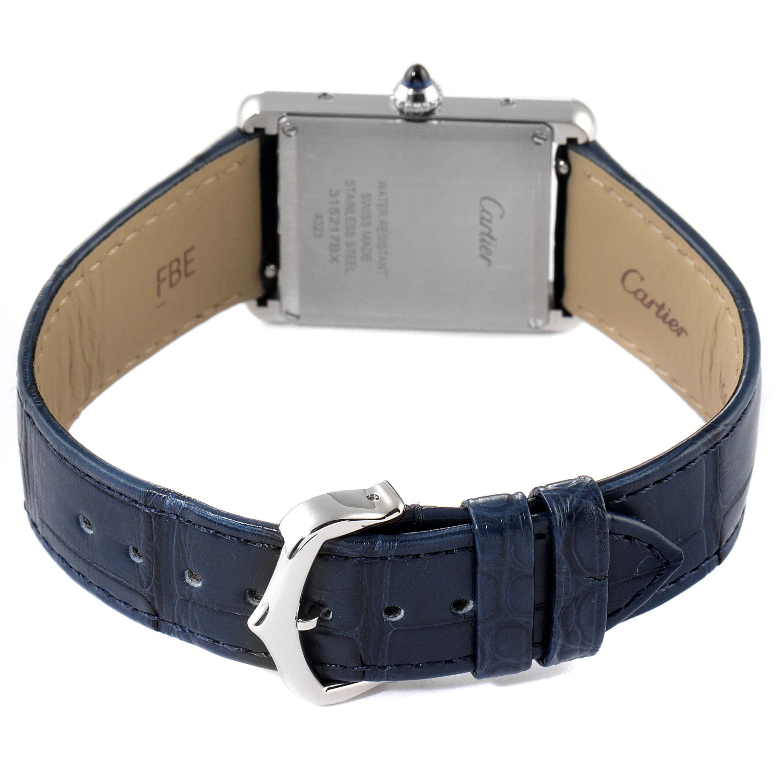 Cartier Tank Must Large Steel Blue Dial Ladies Watch WSTA0055