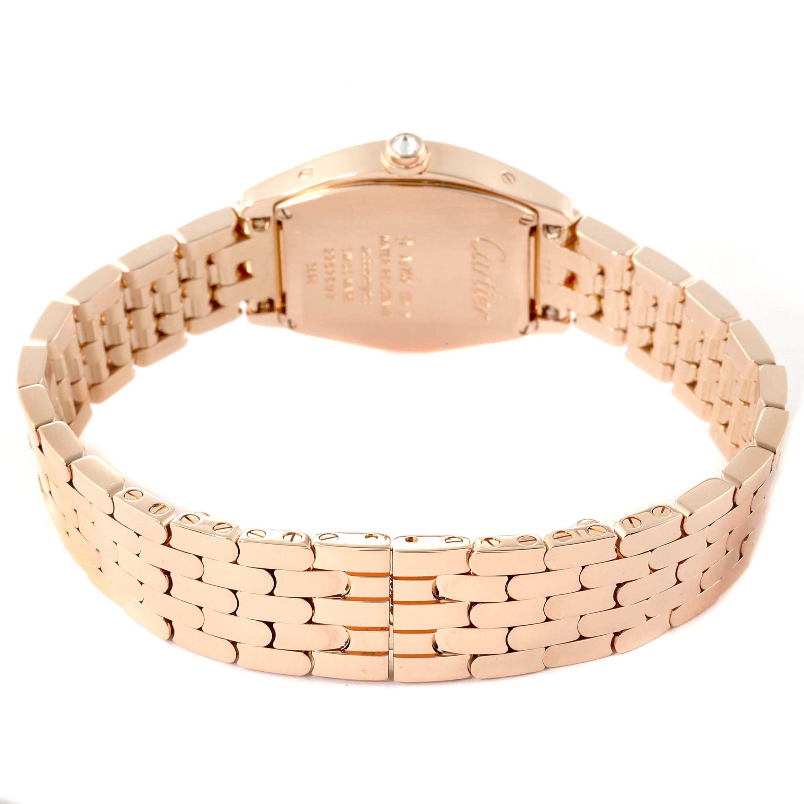 Cartier Tortue Small Rose Gold Silver Dial Diamond Ladies Watch WA501010