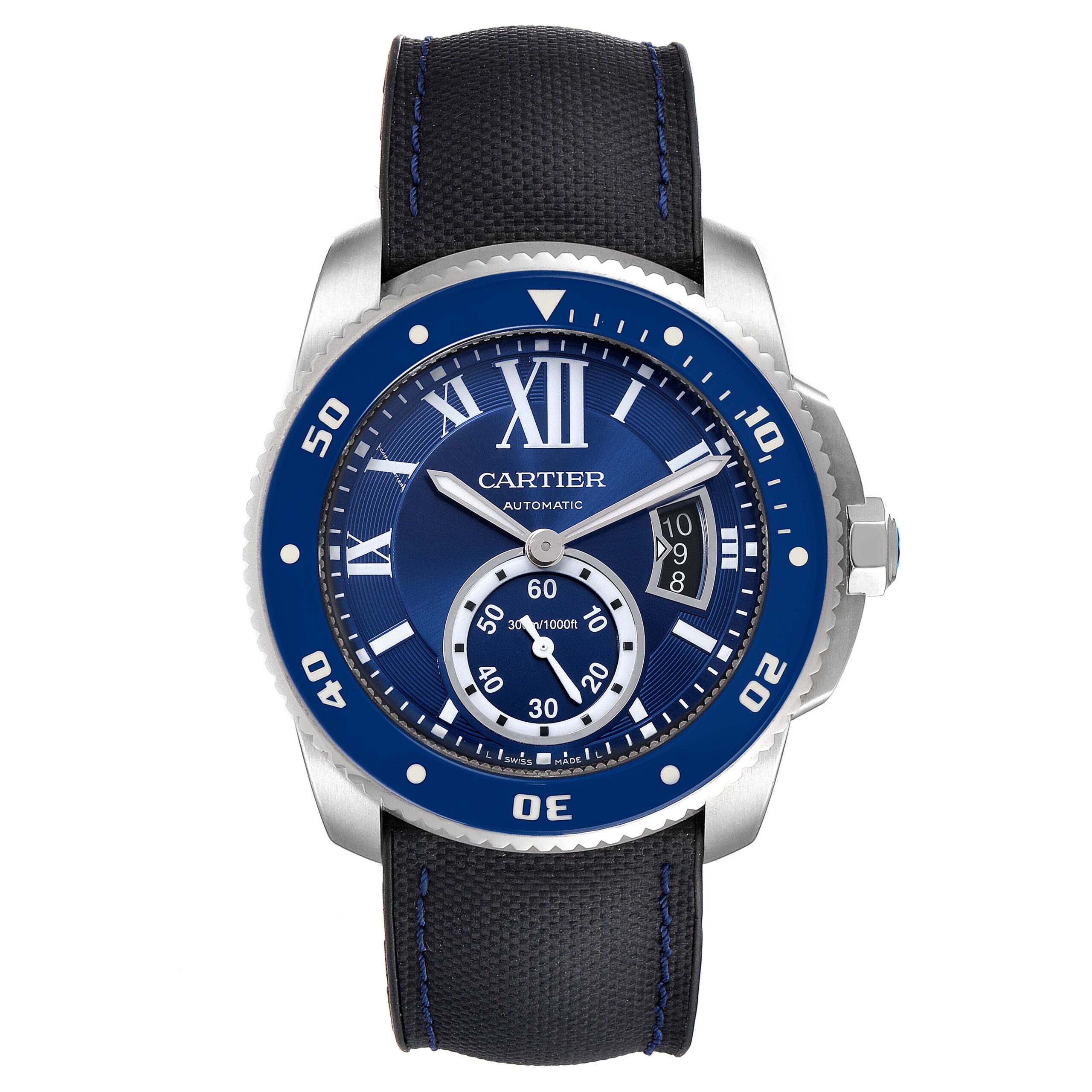 Cartier Calibre Diver Blue Dial Steel Mens Watch WSCA0010 Unworn