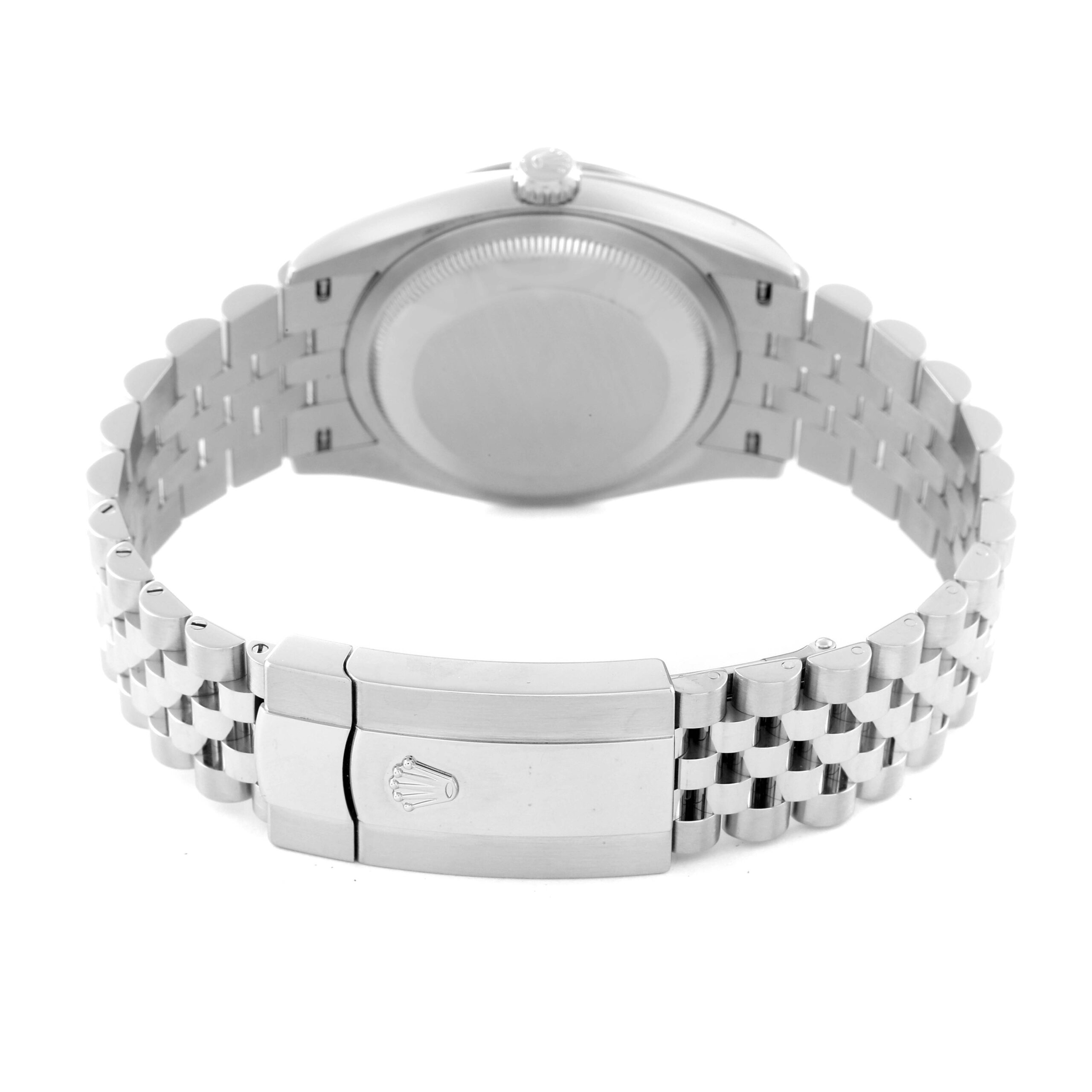 Rolex Datejust Steel White Gold Olive Green Palm Dial Mens Watch 126234 Box Card