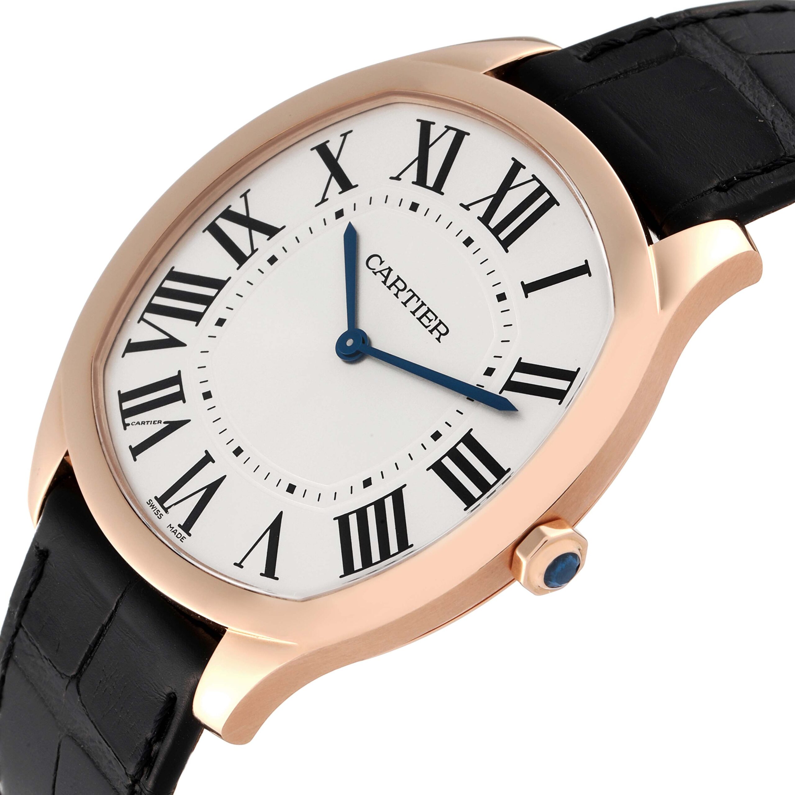 Cartier Drive de Cartier Rose Gold Silver Dial Mens Watch WGNM0006