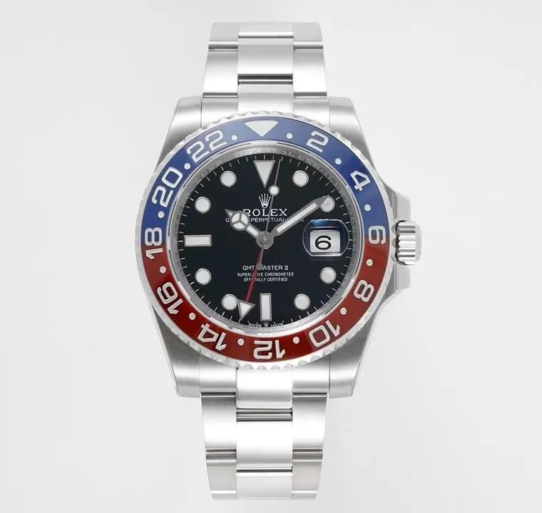 Rolex GMT Master II Black Red Coke Bezel Error Dial Mens Watch 16710 Box Papers