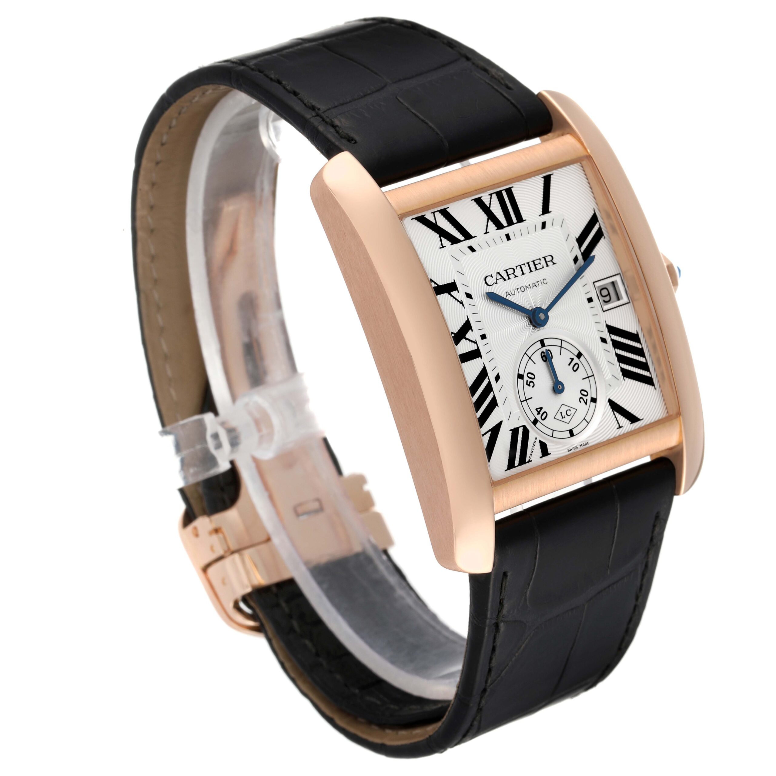 Cartier Tank MC Rose Collaborateur Gold Silver Dial Mens Watch W5330001