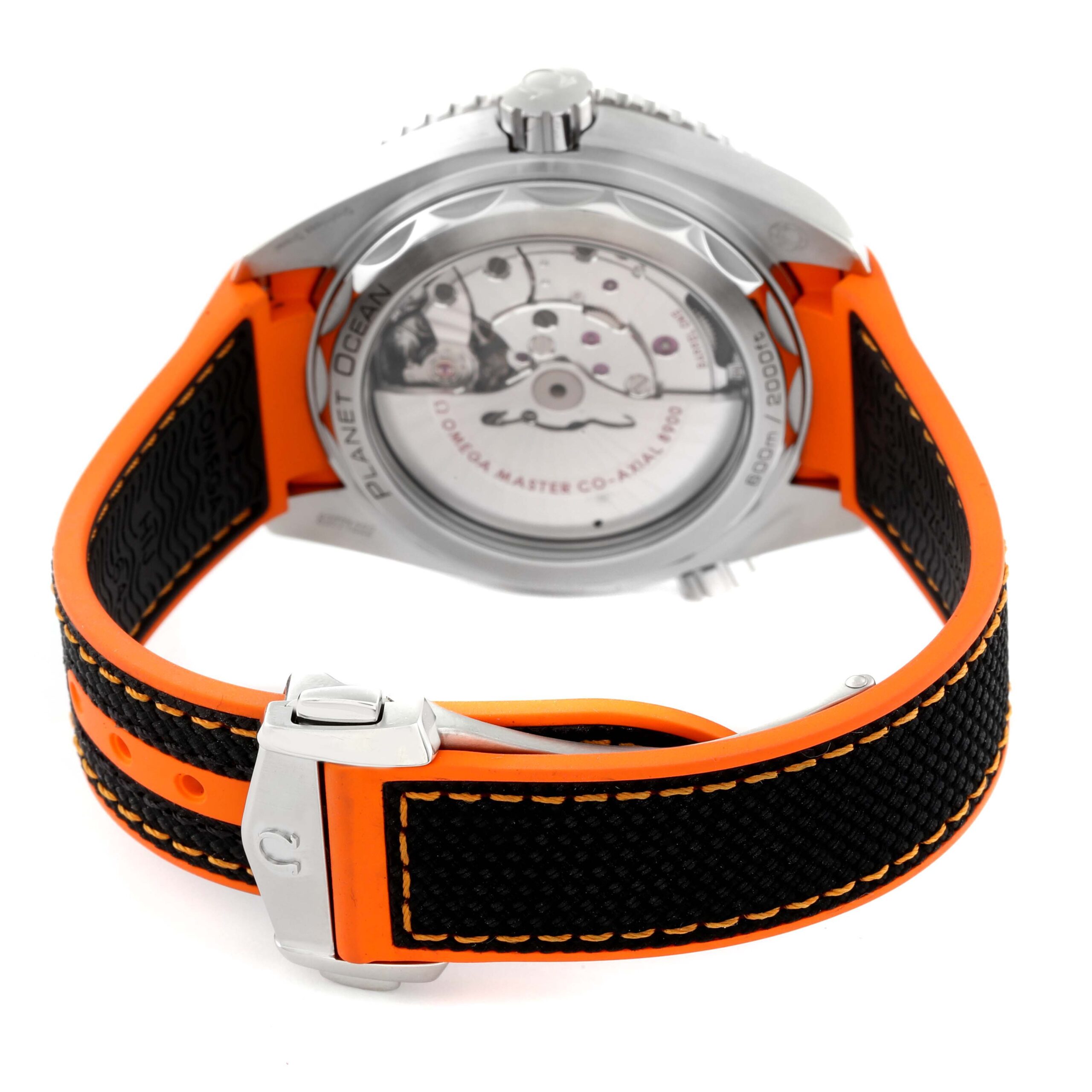 Omega Planet Ocean Black Orange Bezel Watch 215.32.44.21.01.001 Box Card