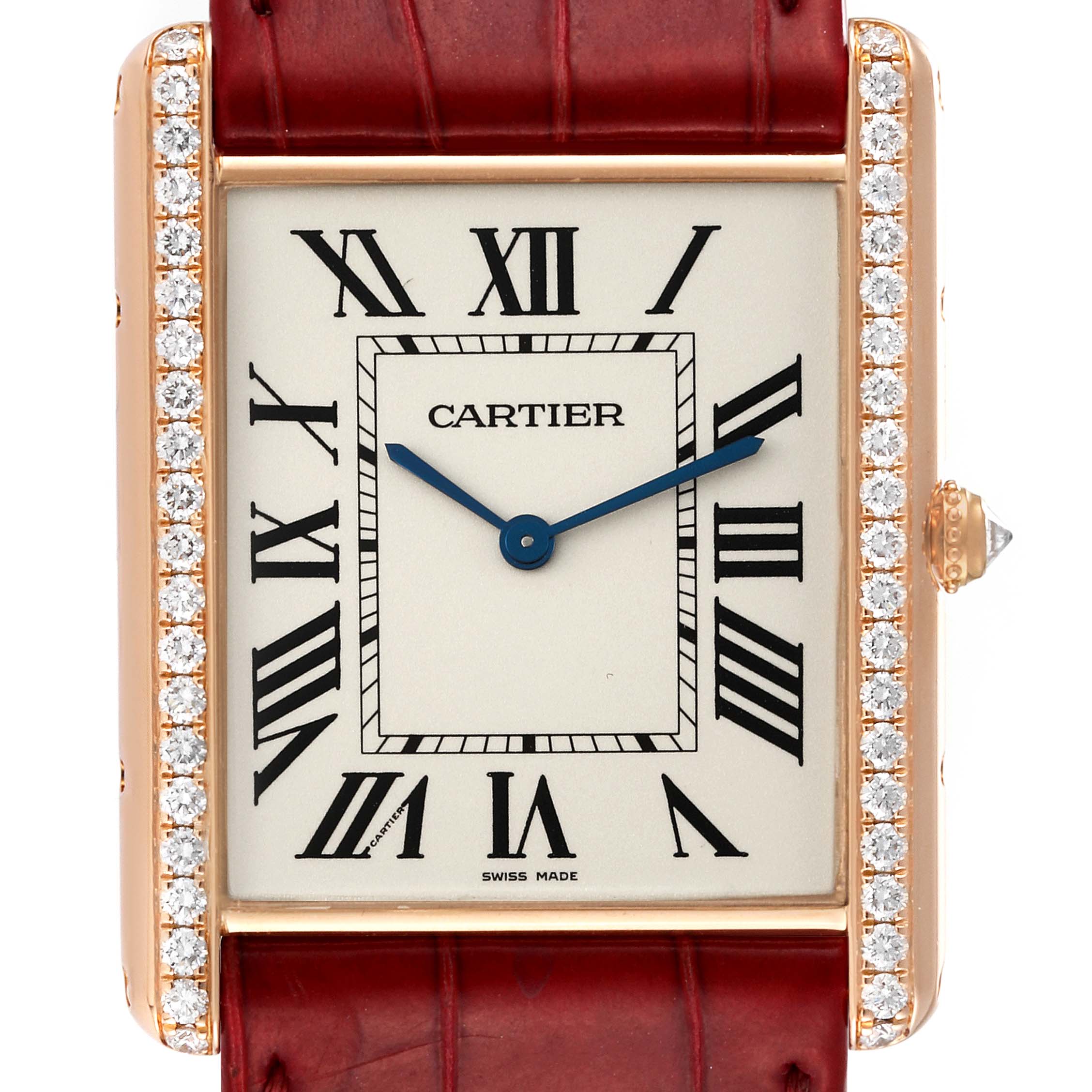 Cartier Tank Louis XL 18k Rose Gold Diamond Mens Watch WT200005