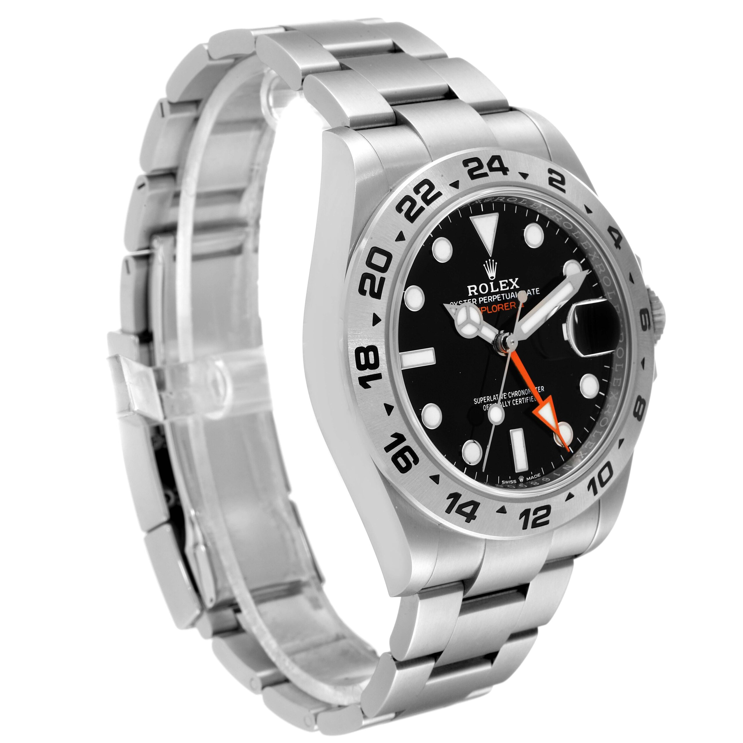 Rolex Explorer II 42 Black Dial Orange Hand Steel Watch 226570 Box Card