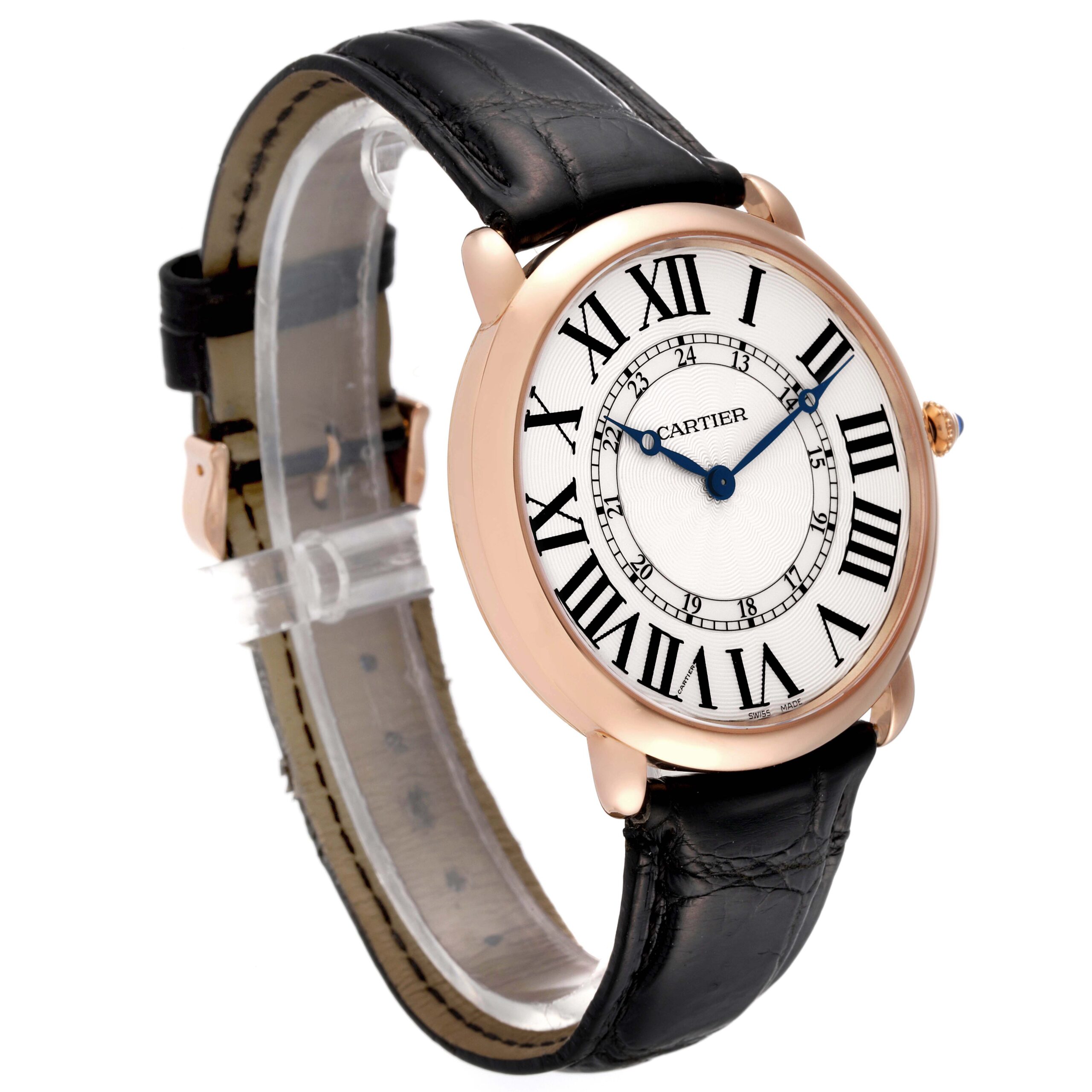 Cartier Ronde Louis Rose Gold Silver Dial Mens Watch W6801004