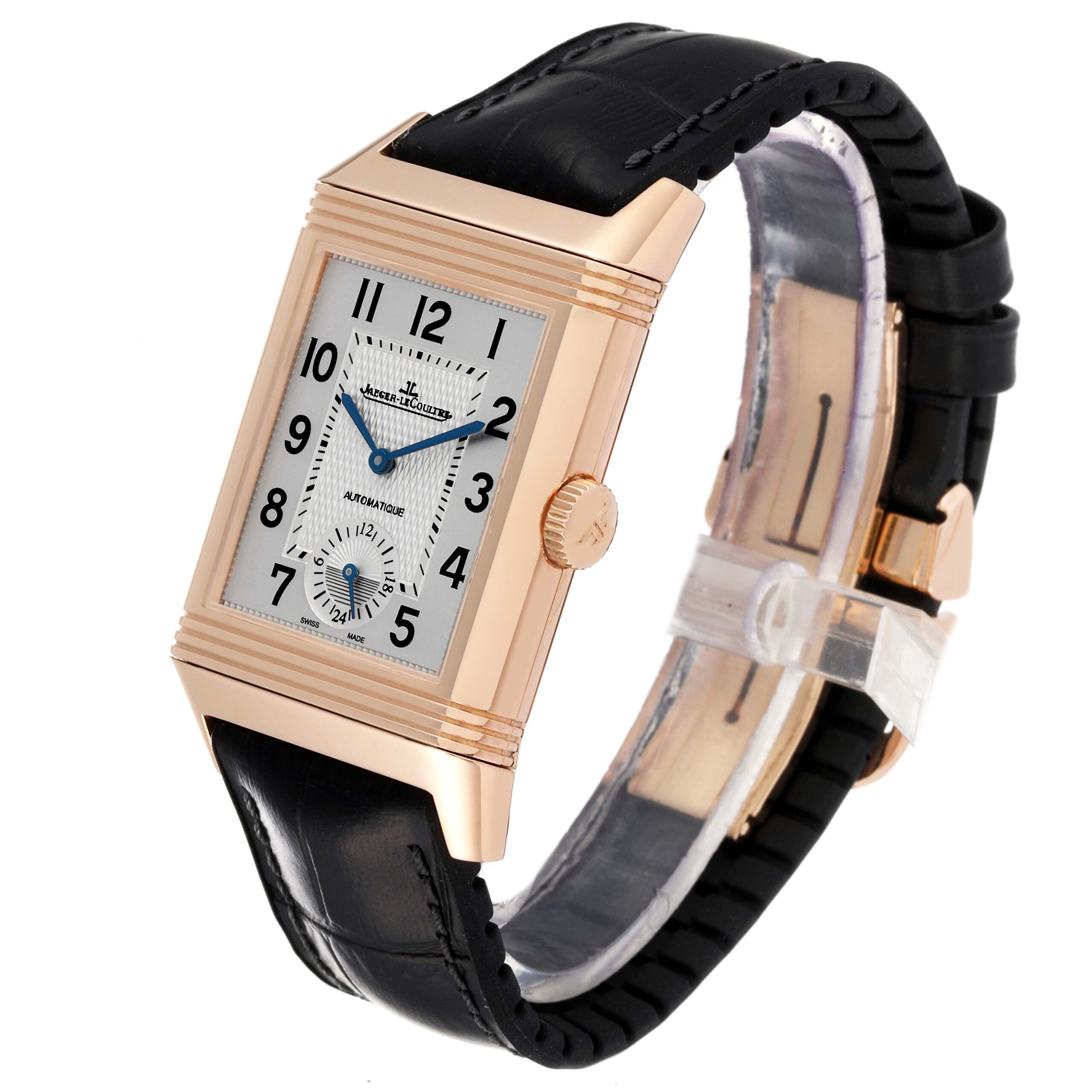 Jaeger LeCoultre Reverso Duoface Rose Gold Mens Watch 215.2.S9 Q3832420 Box Card