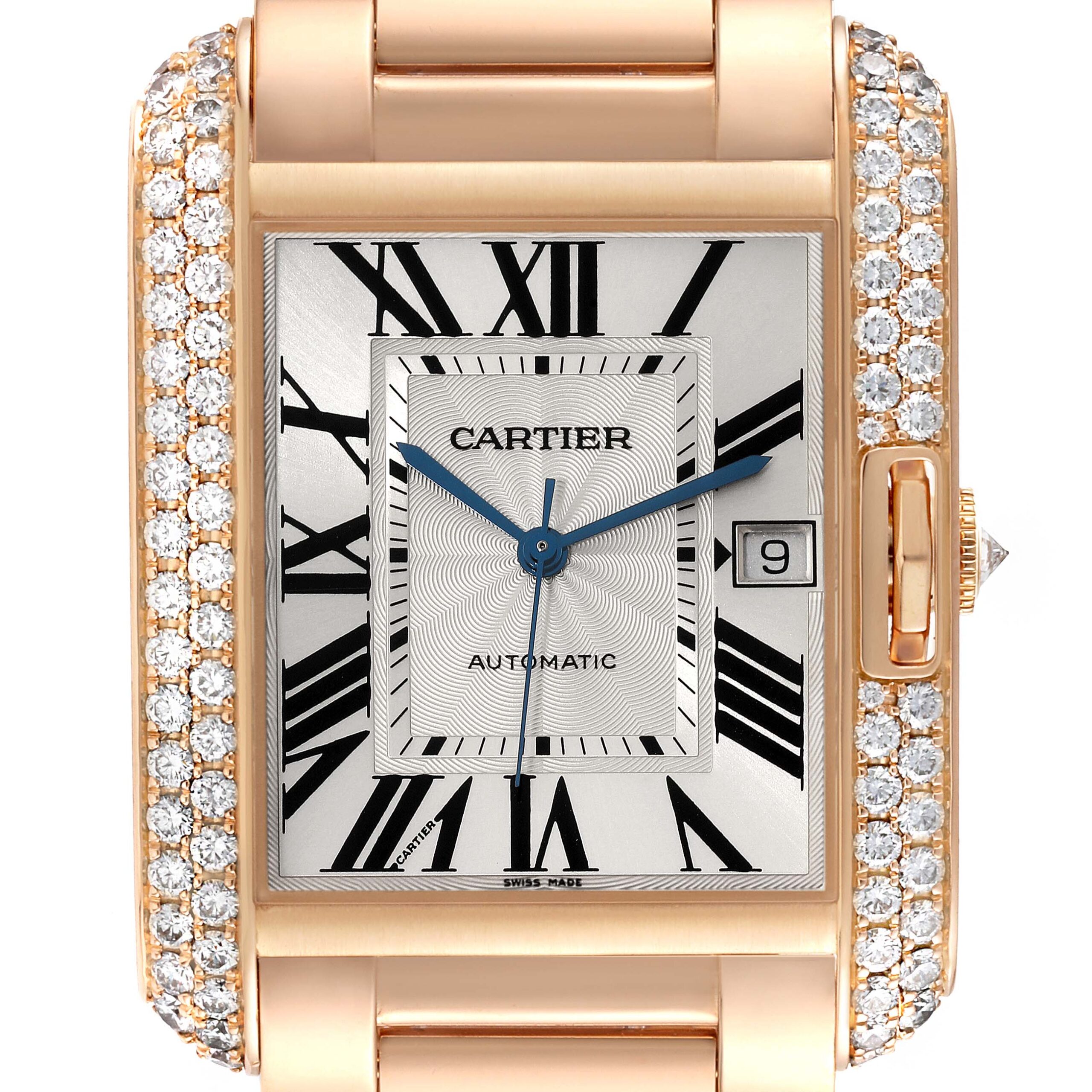 Cartier Tank Anglaise Large 18K Rose Gold Diamond Watch WT100004 Box Papers