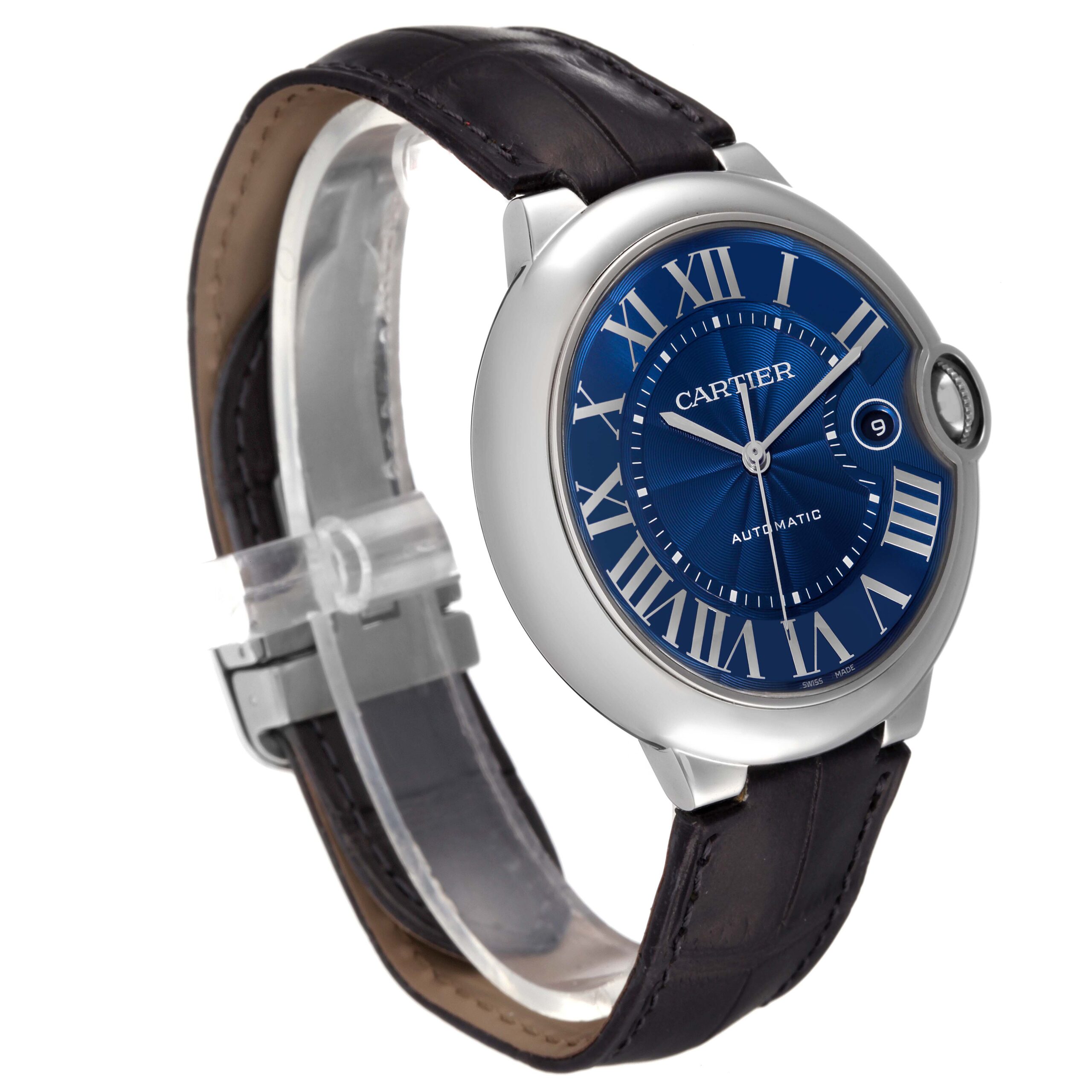 Cartier Ballon Bleu Blue Dial Steel Automatic Mens Watch WSBB0027