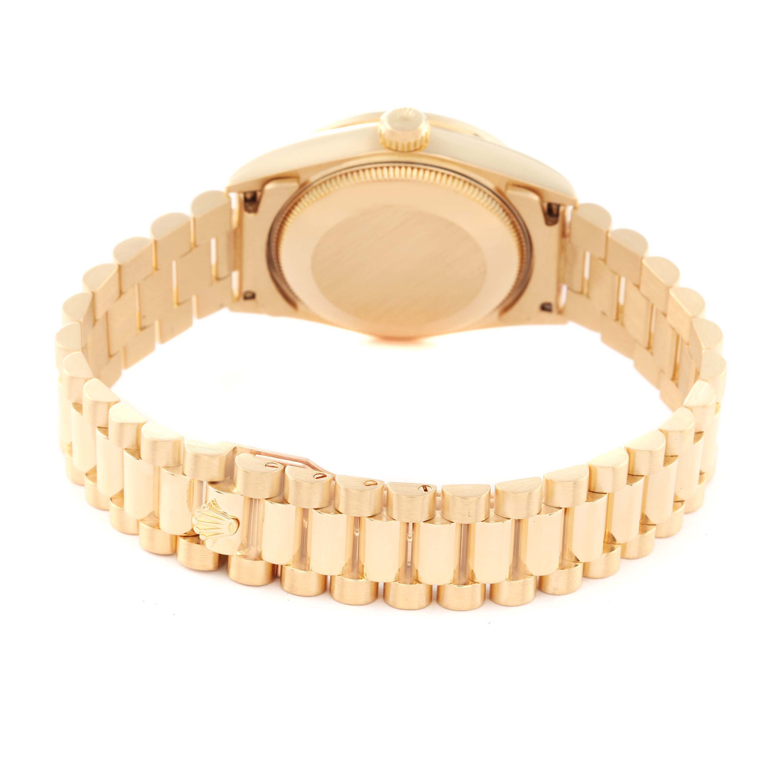 Rolex Datejust President Midsize Yellow Gold Diamond Bezel Ladies Watch 68158