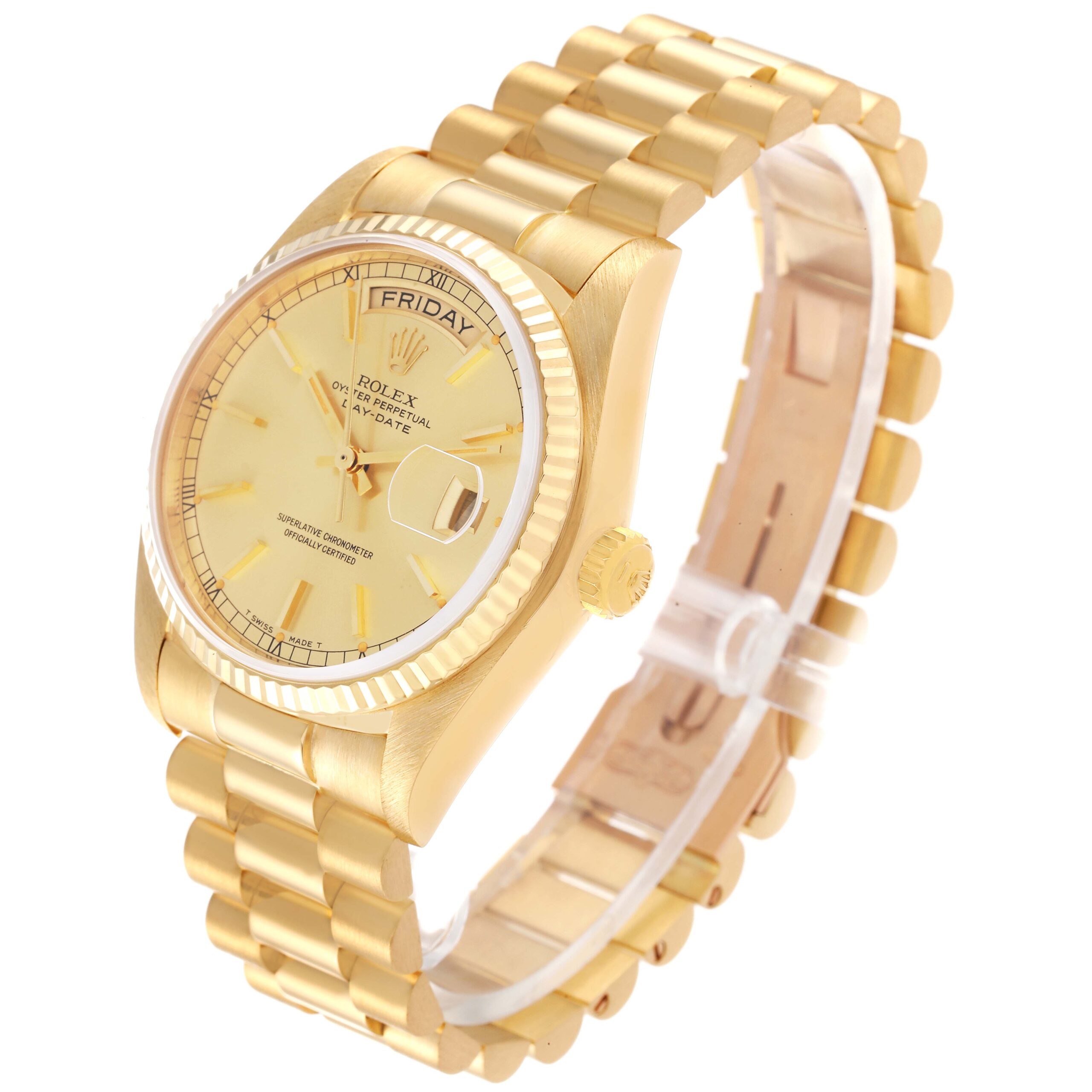 Rolex President Day-Date Yellow Gold Champagne Dial Mens Watch 18038