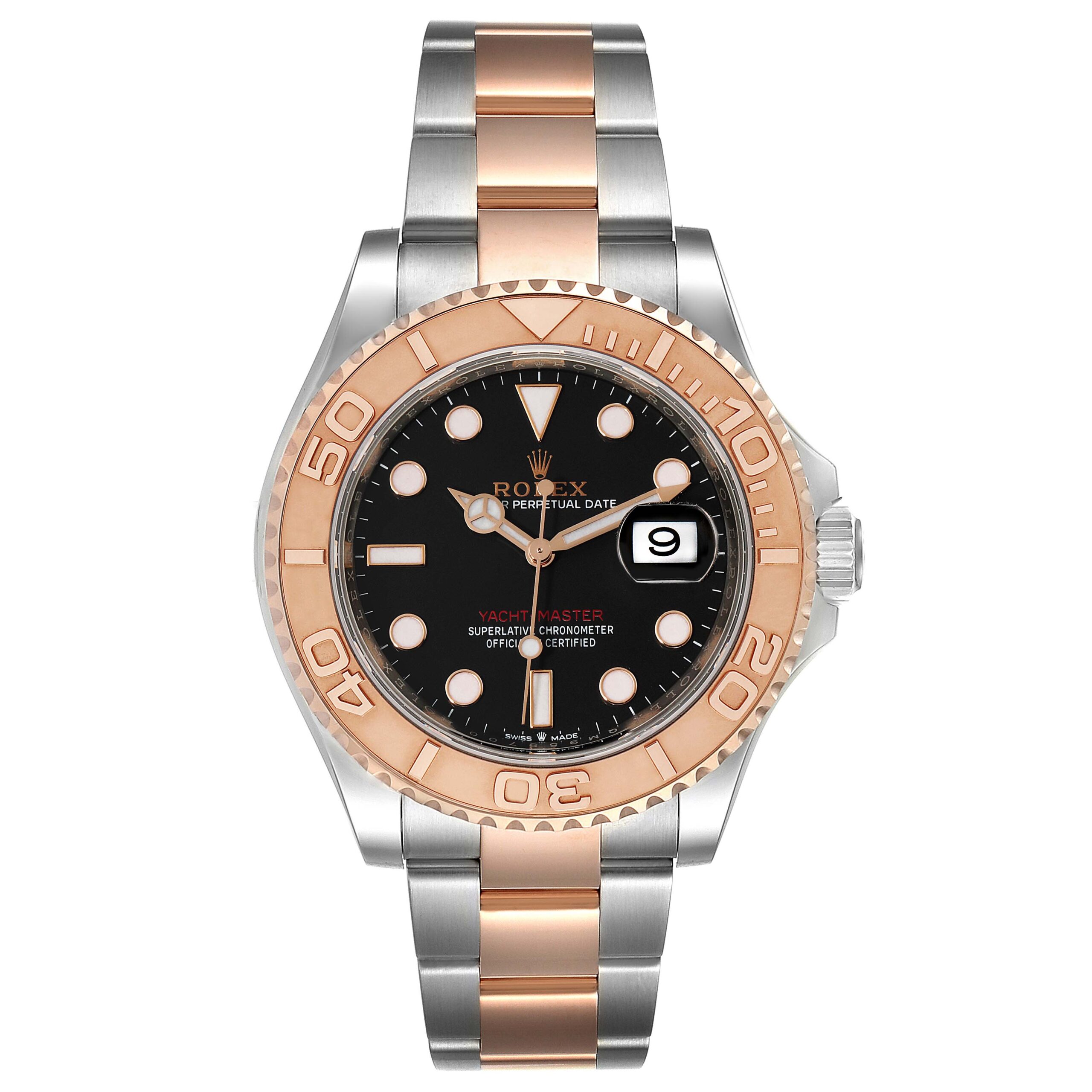 Rolex Yachtmaster Rose Gold Steel Black Dial Mens Watch 126621 Unworn