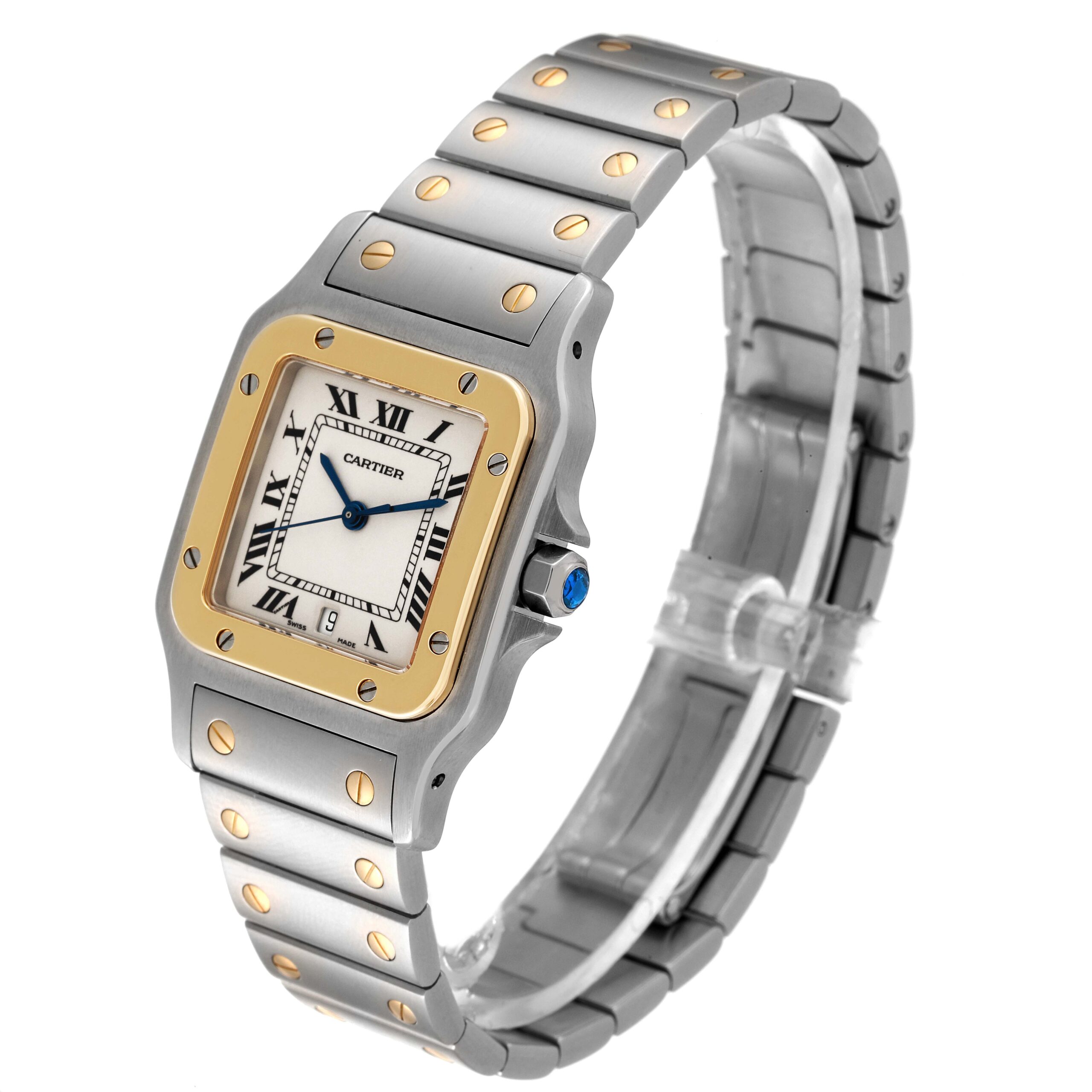 Cartier Santos Galbee Large Steel Yellow Gold Mens Watch W20011C4