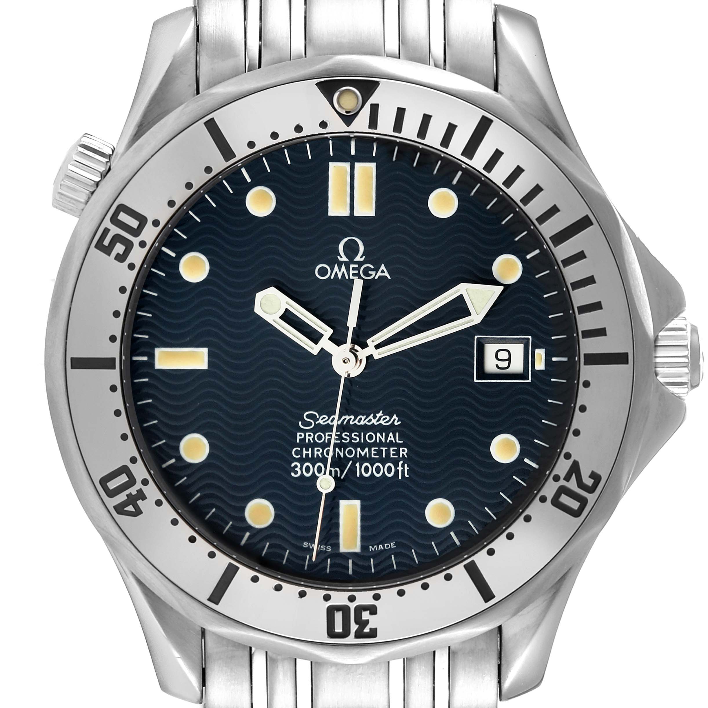 Omega Seamaster Diver 300M Blue Wave Decor Dial Steel Mens Watch 2532.80.00