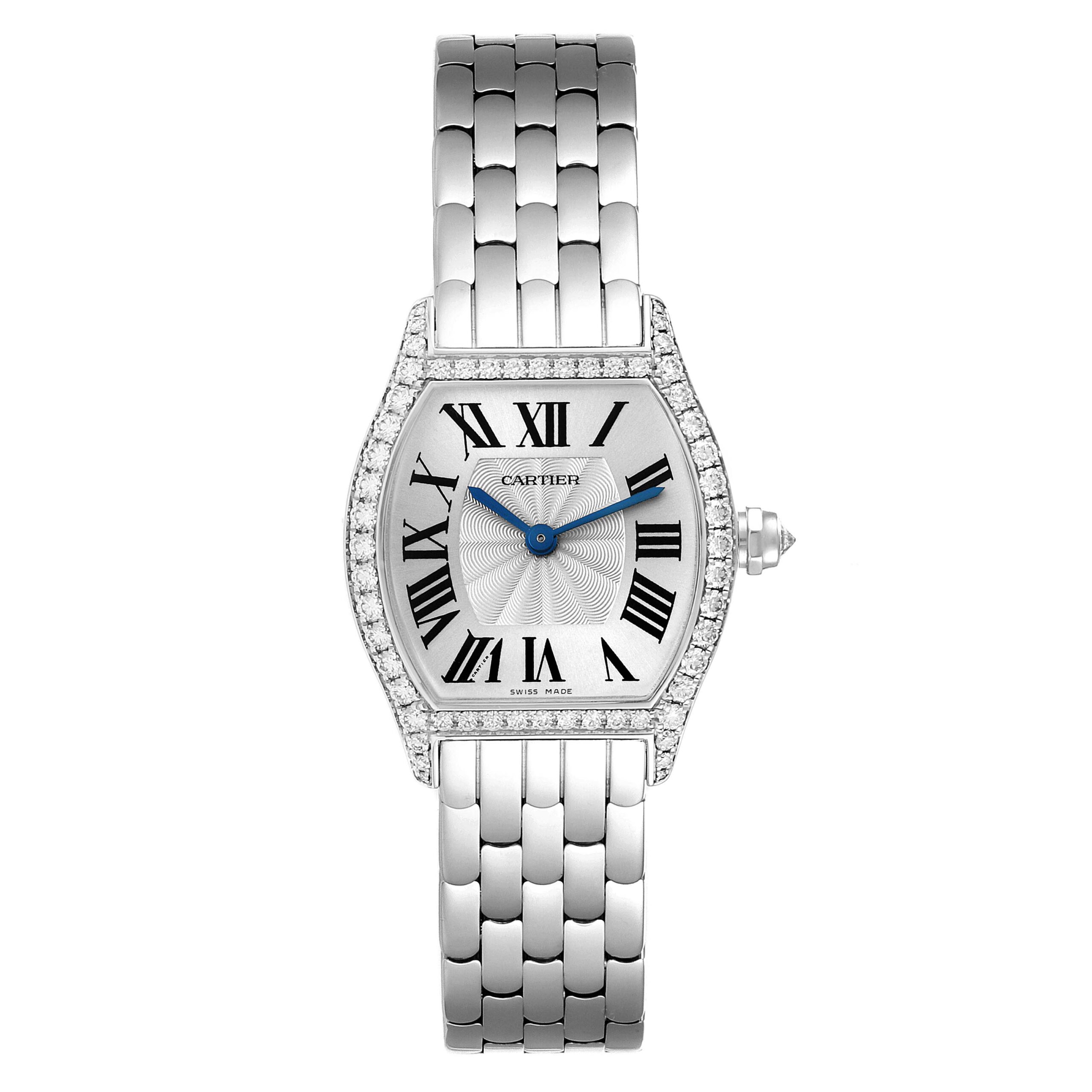 Cartier Tortue 18k White Gold Diamond Ladies Watch WA501011