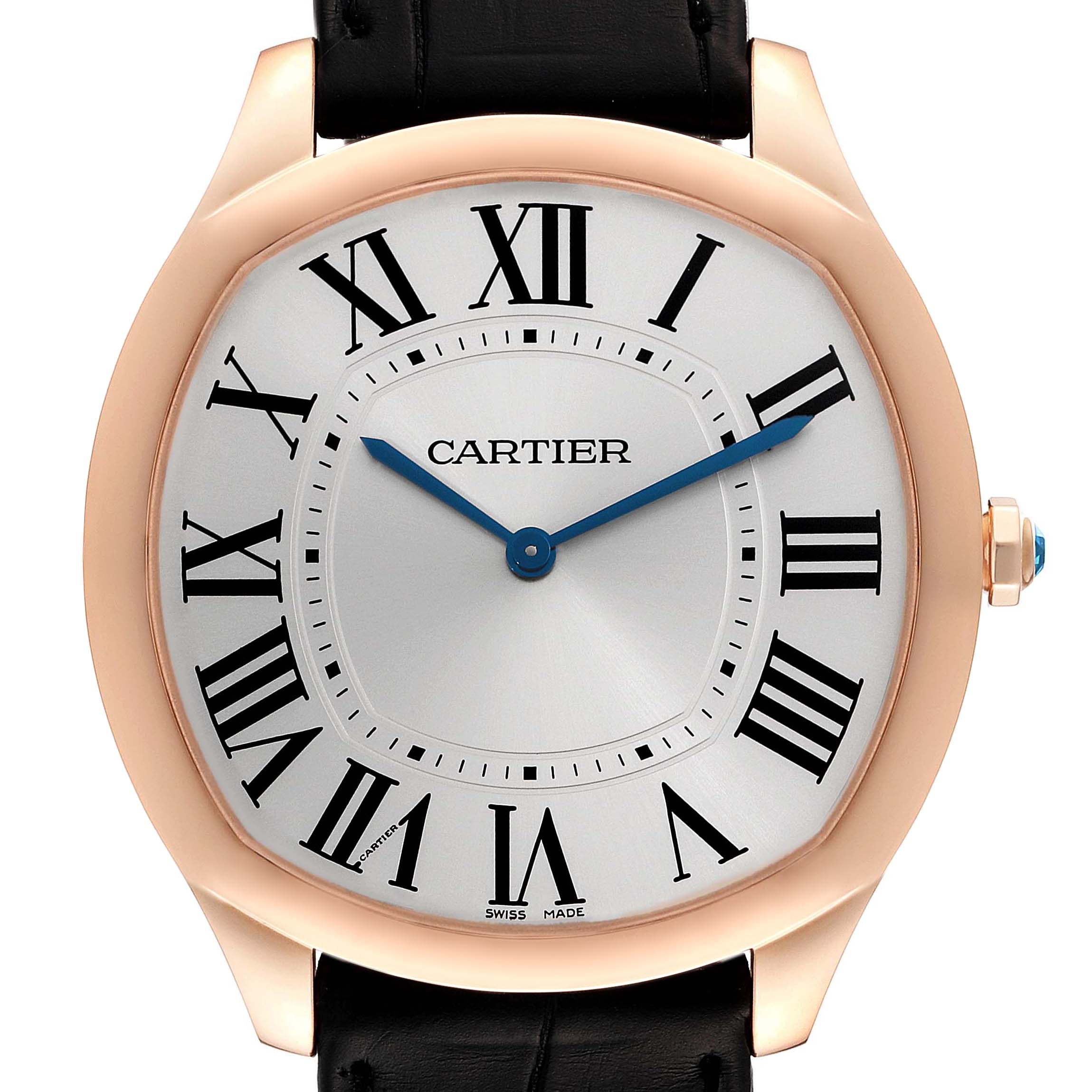 Cartier Drive de Cartier Rose Gold Silver Dial Mens Watch WGNM0006