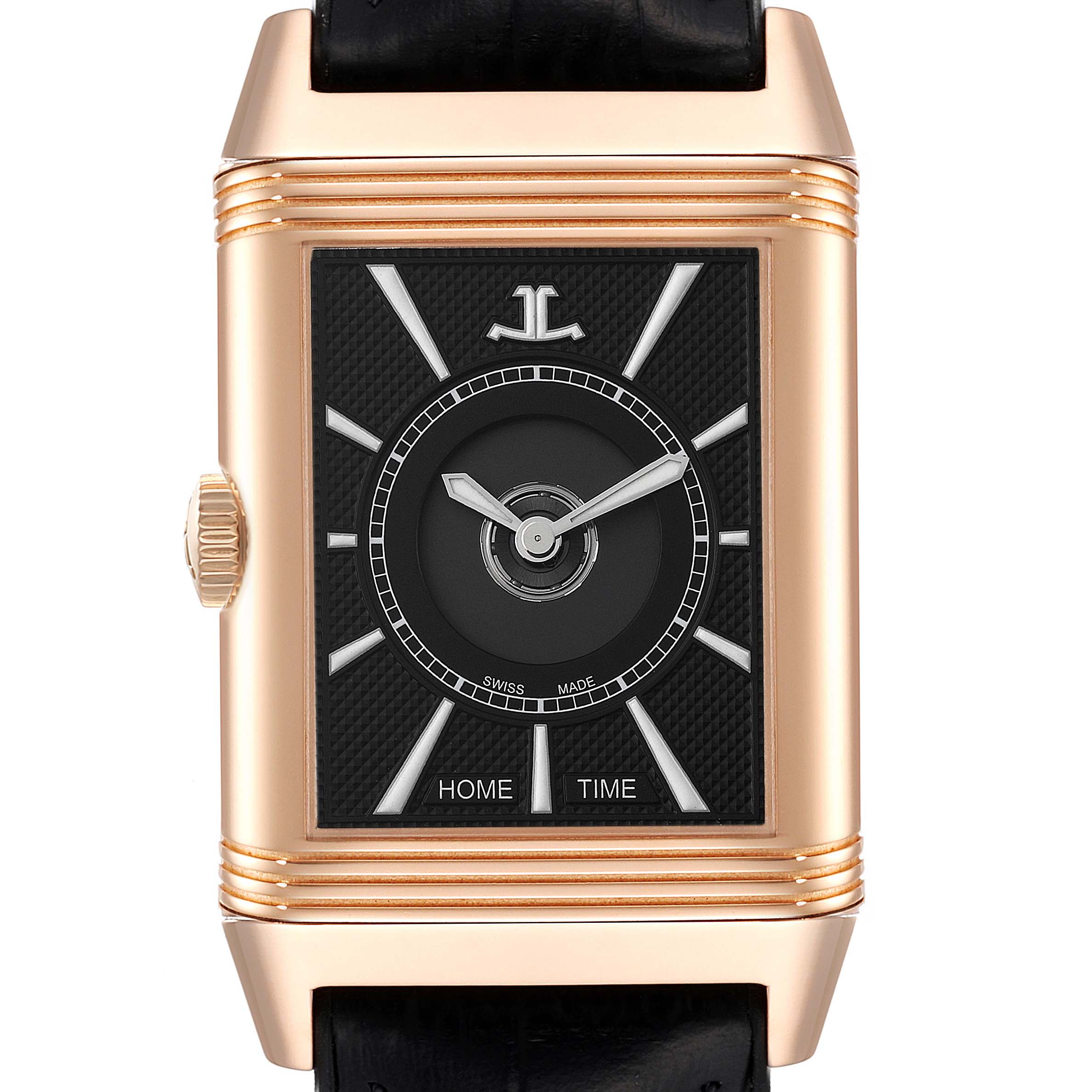 Jaeger LeCoultre Reverso Duoface Rose Gold Mens Watch 215.2.S9 Q3832420 Box Card