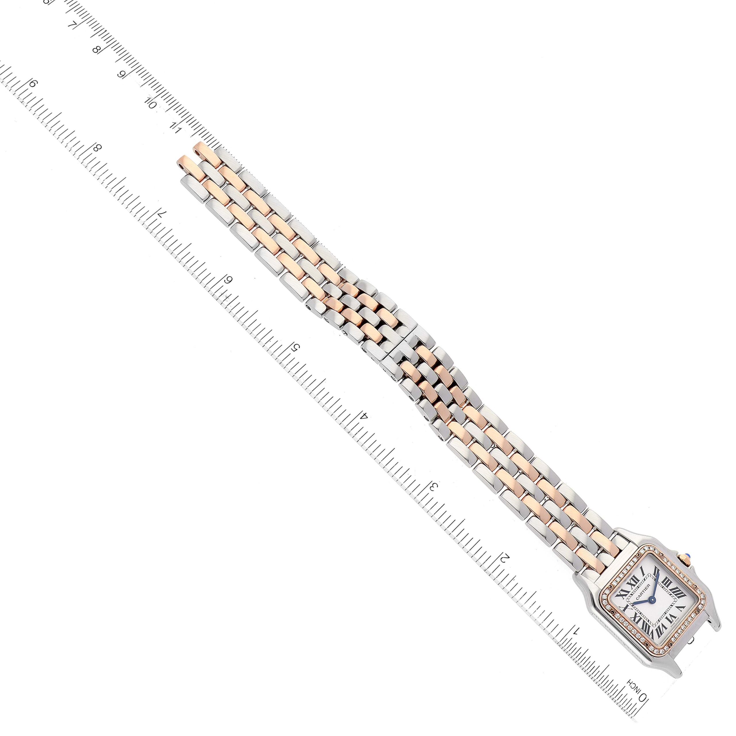 Cartier Panthere Medium Steel Rose Gold Diamond Ladies Watch W3PN0007 Box Card