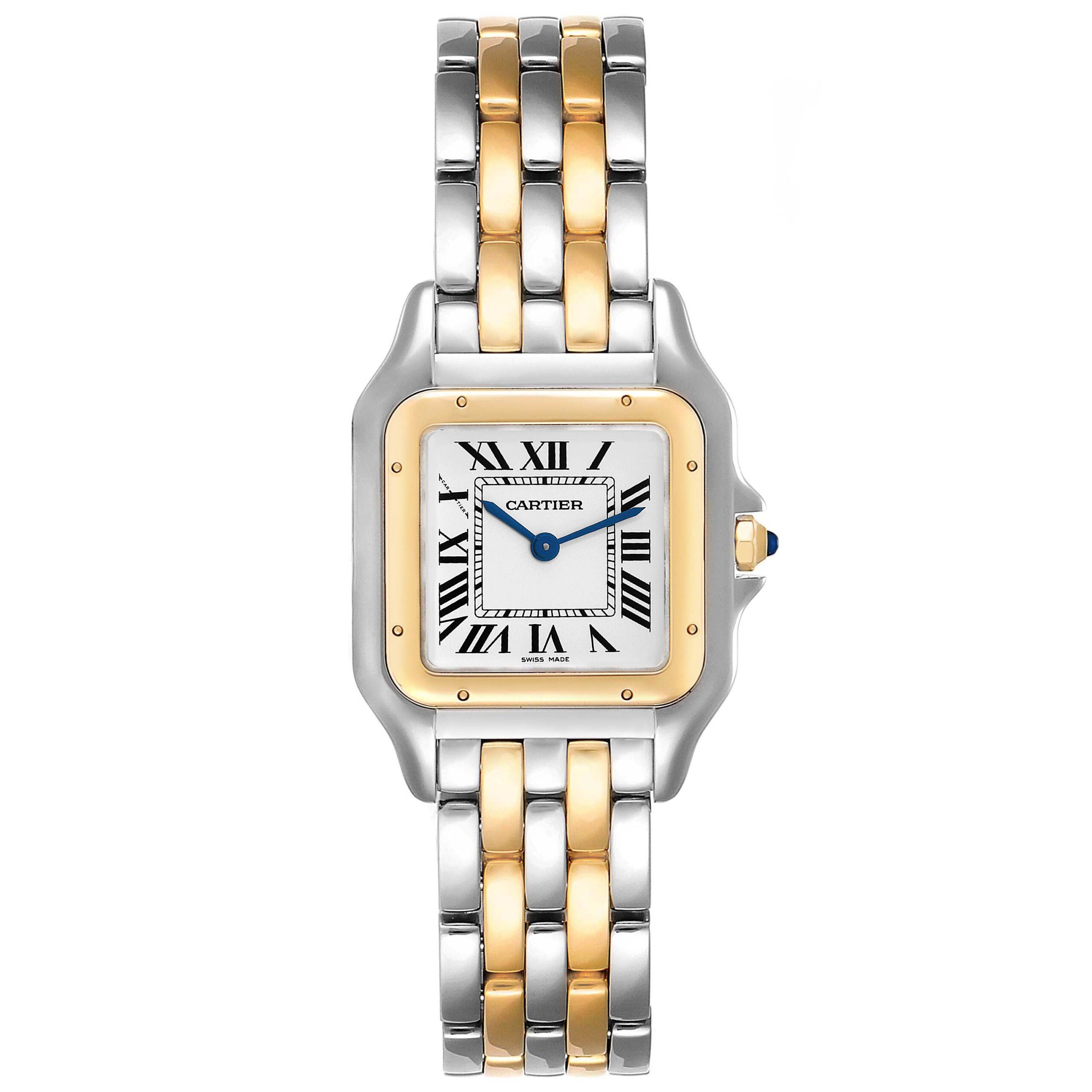 Cartier Panthere Ladies Steel Yellow Gold 2 Row Watch W2PN0007 Box Card