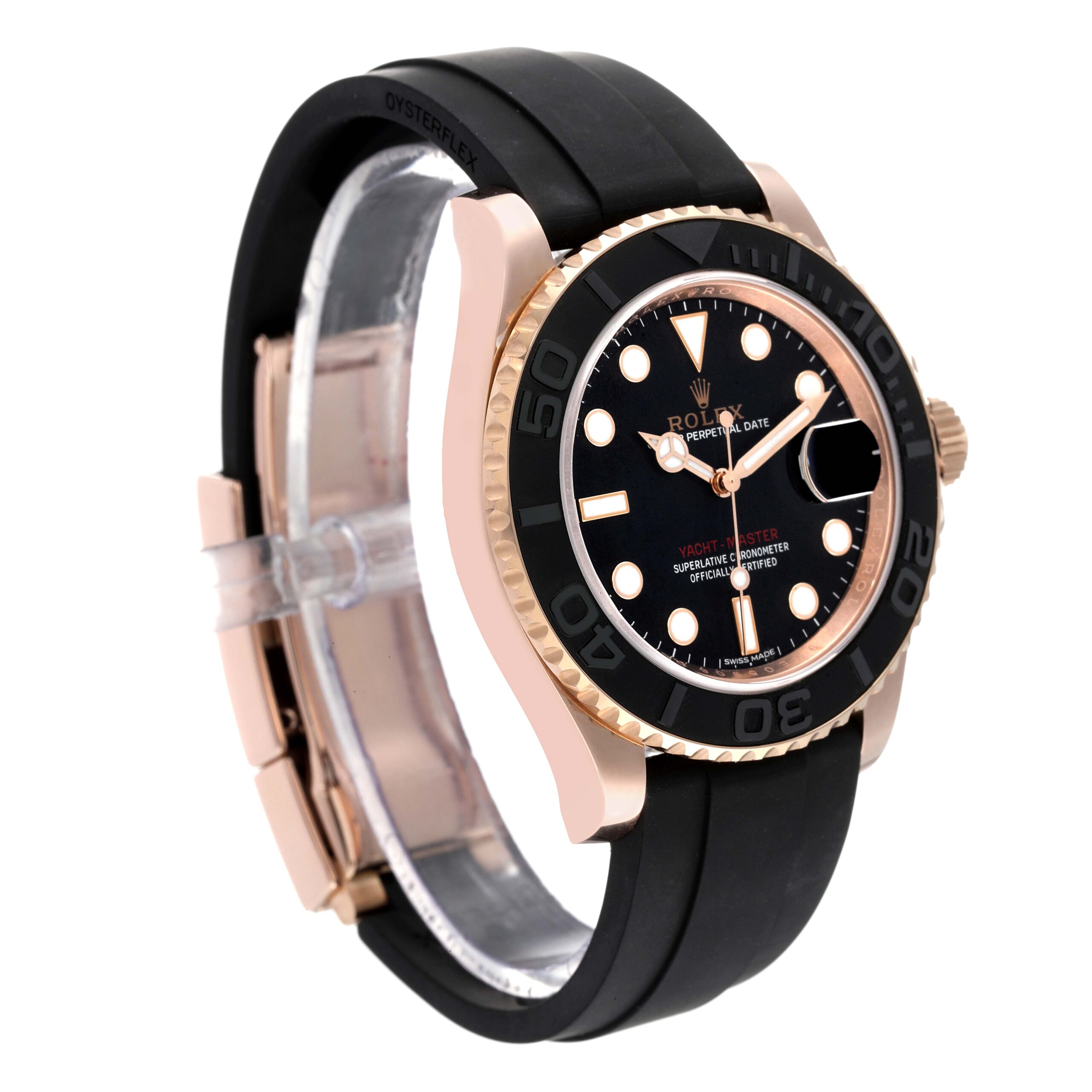 Rolex Yachtmaster 40mm Rose Gold Oysterflex Bracelet Mens Watch 116655 Box Card